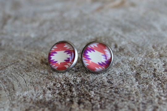 Petites merveilles motif aztec rose mauve (BO-1190)