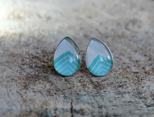 Petites merveilles goutte chevron turquoise (bo-1237-G)