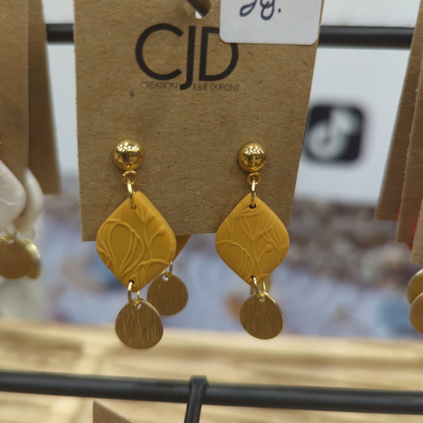 Boucles d'oreilles pendentif argile et laiton (bo-1819)