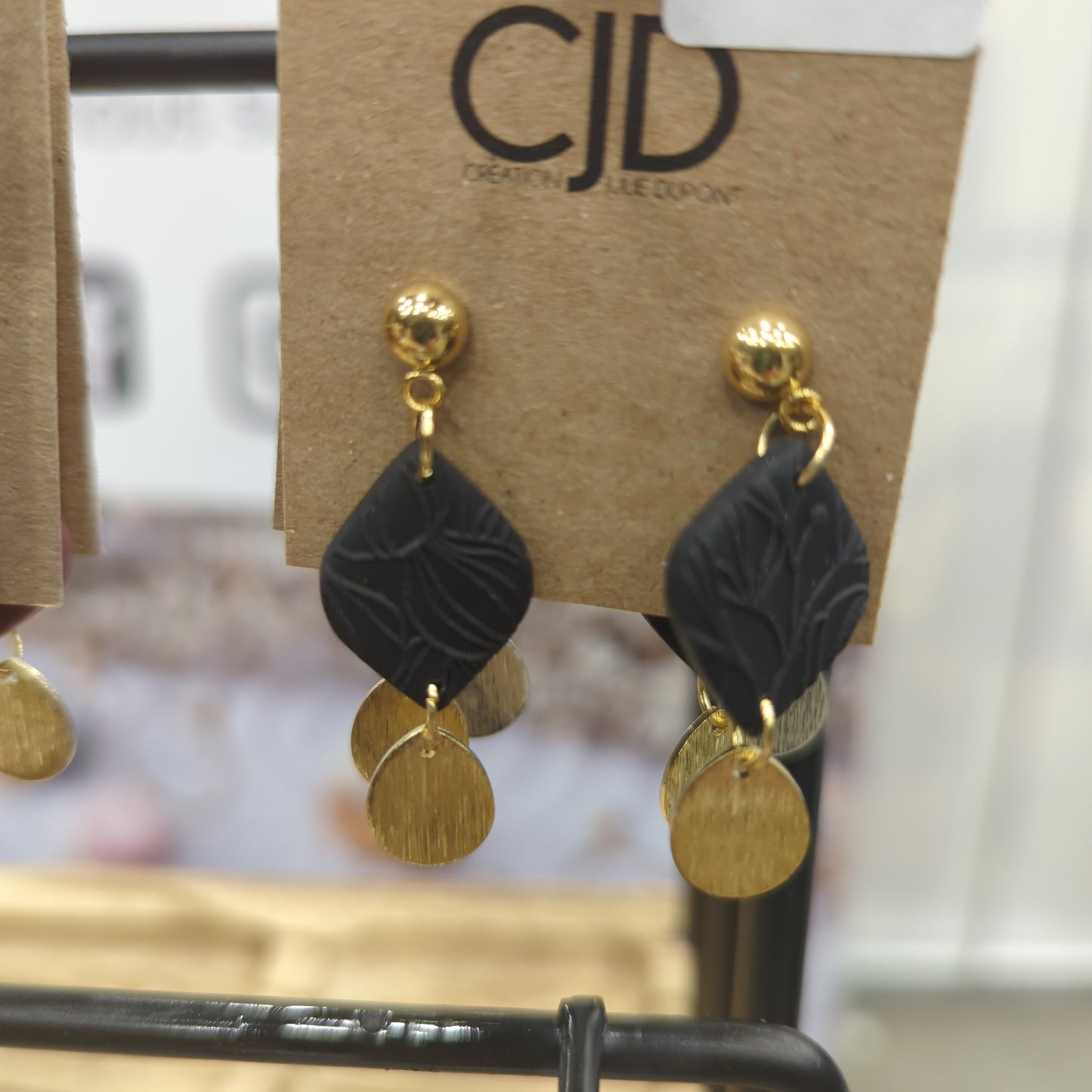 Boucles d'oreilles pendentif argile et laiton (bo-1819)