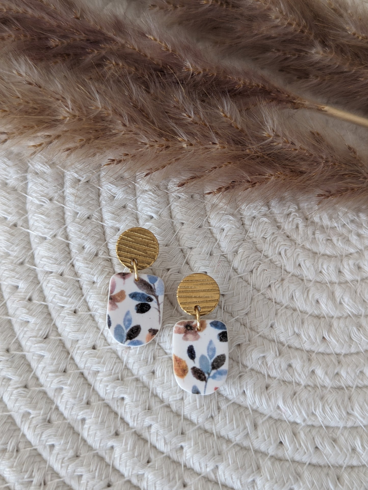 Boucles d'oreilles stud acier inoxydable et pendentif en argile polymère (BO-1853)