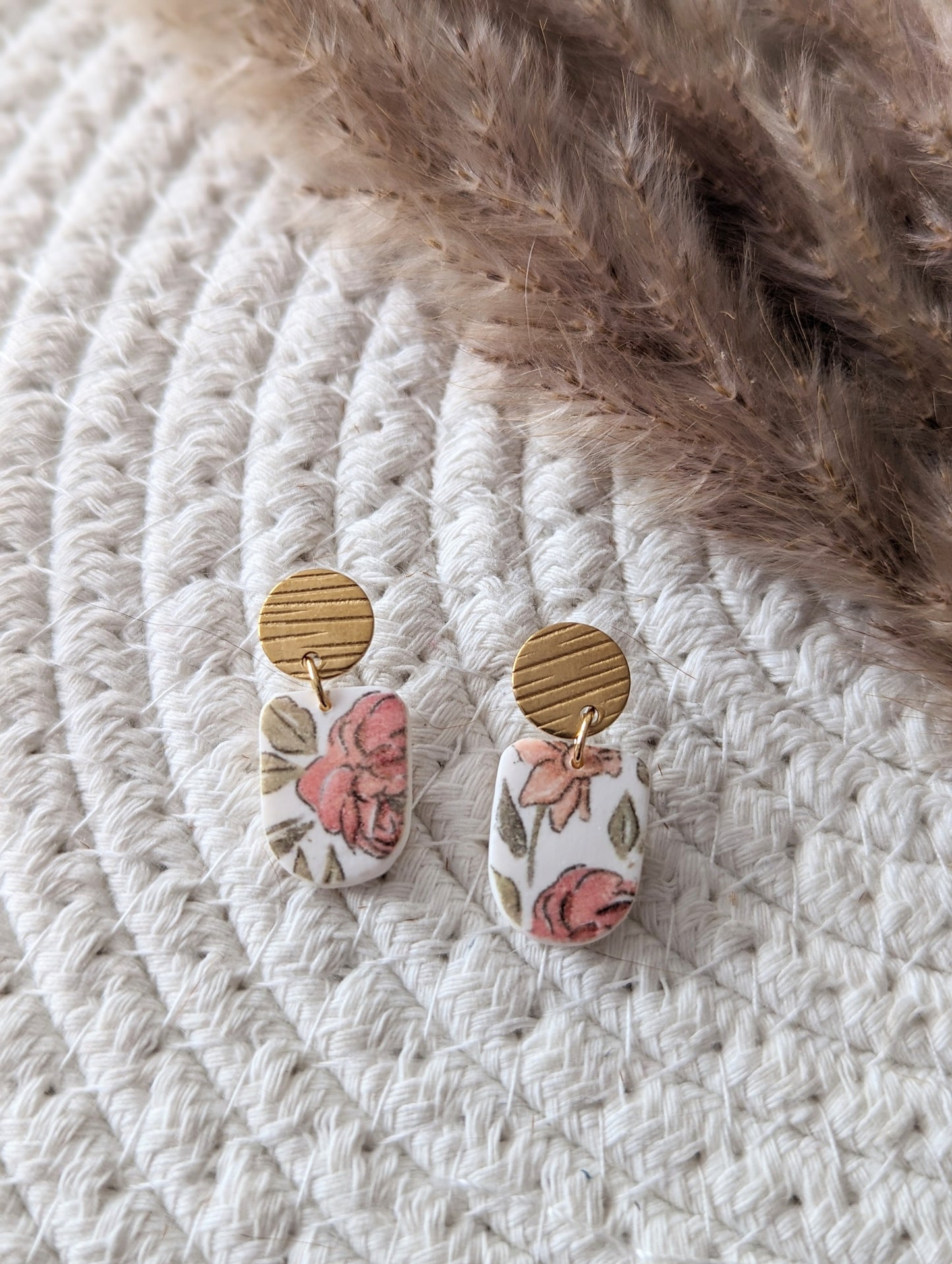 Boucles d'oreilles stud acier inoxydable et pendentif en argile polymère (BO-1853)