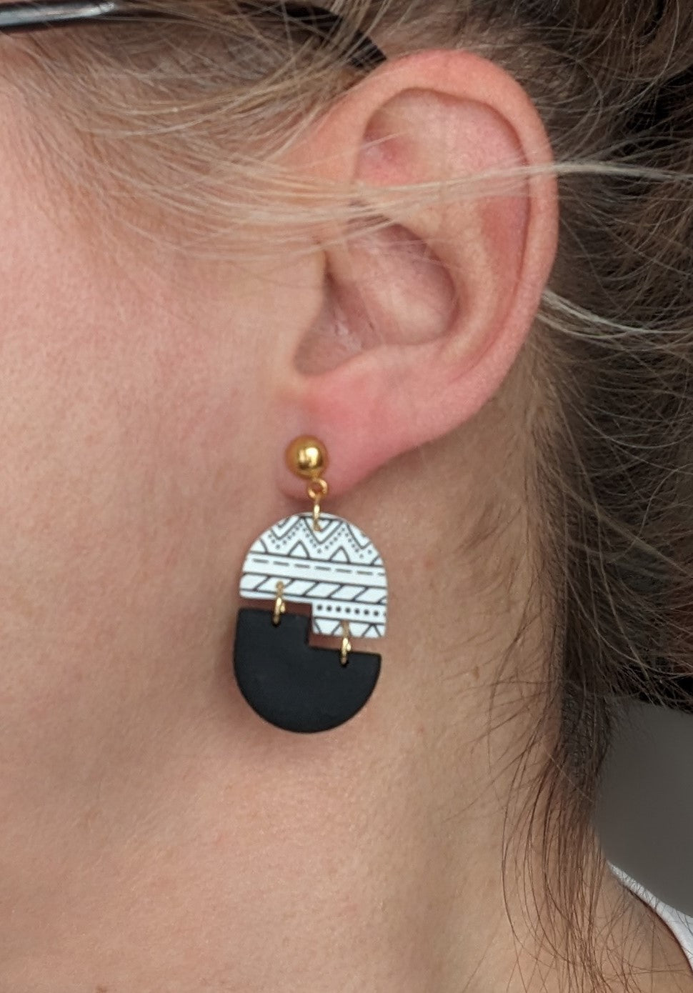Boucles d'oreilles en acier inoxydable et pendentif en argile polymère (BO-1854)