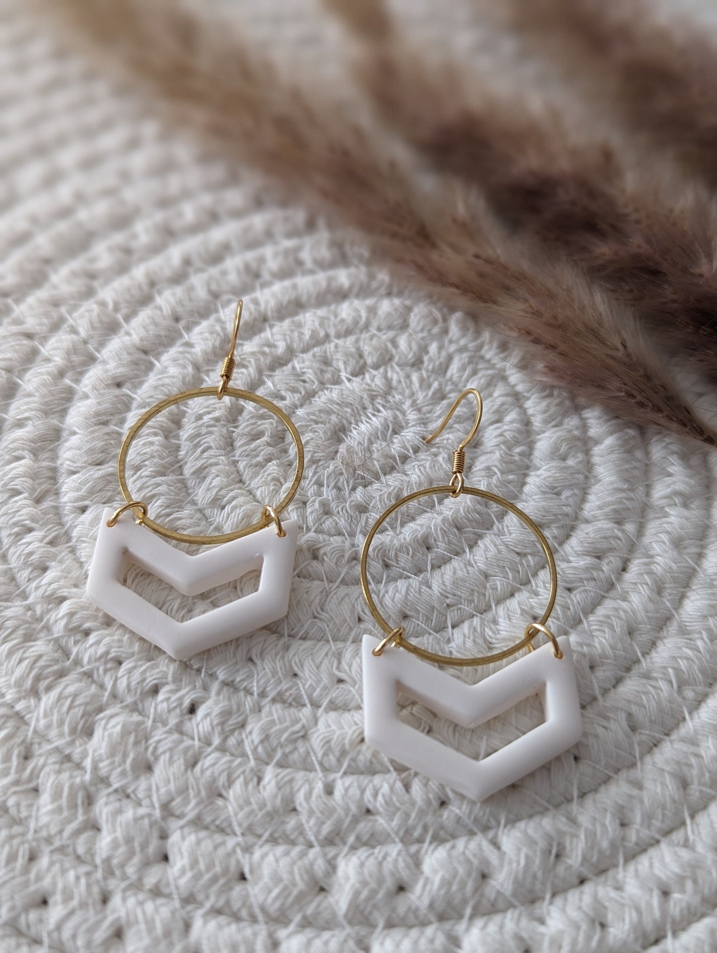 Boucles d'oreilles crochet acier inoxydable et pendentif en argile polymère (BO-1856)