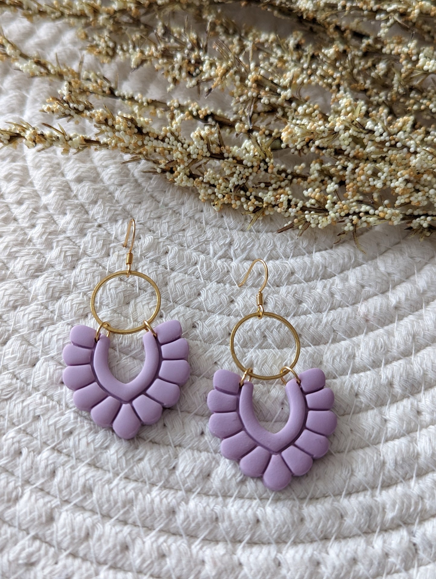Boucles d'oreilles argile polymère pendentif fleur BO-1809)