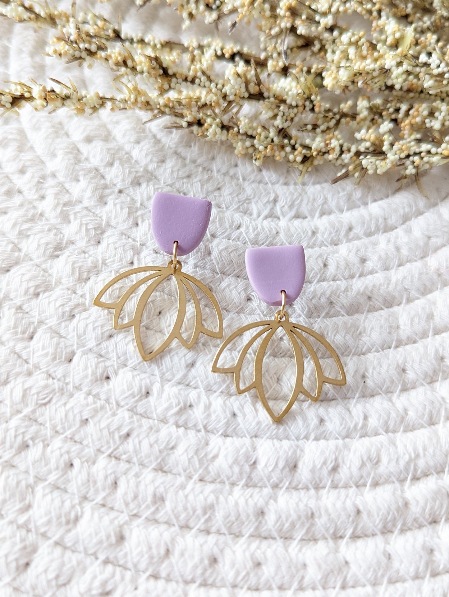 Stud argile et pendentif lotus en laiton (bo-1729)