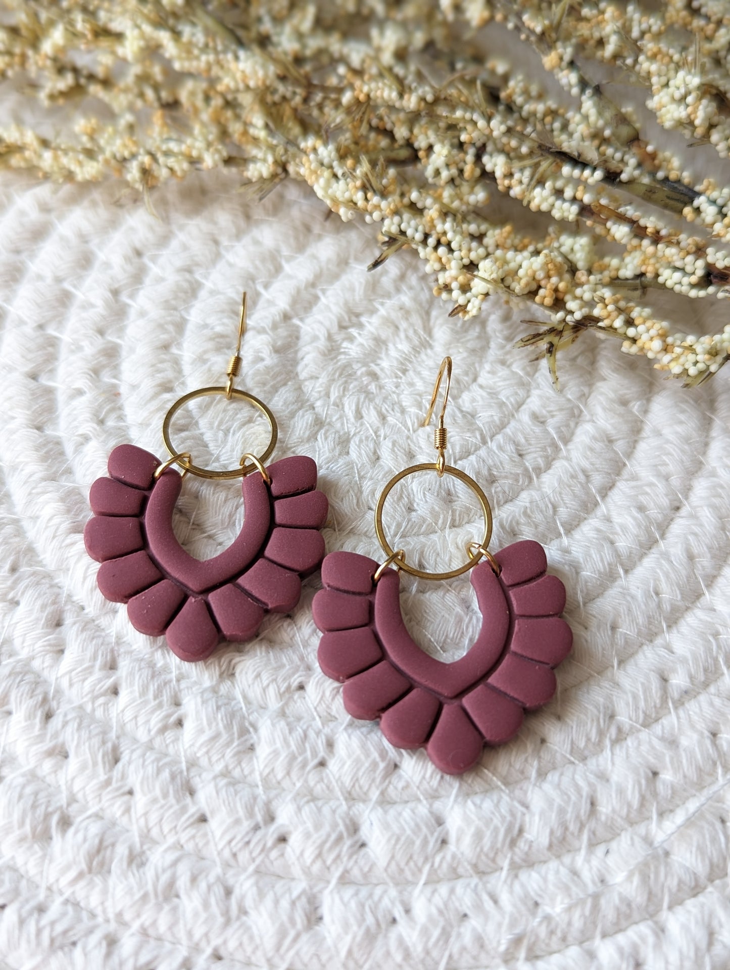 Boucles d'oreilles argile polymère pendentif fleur BO-1809)