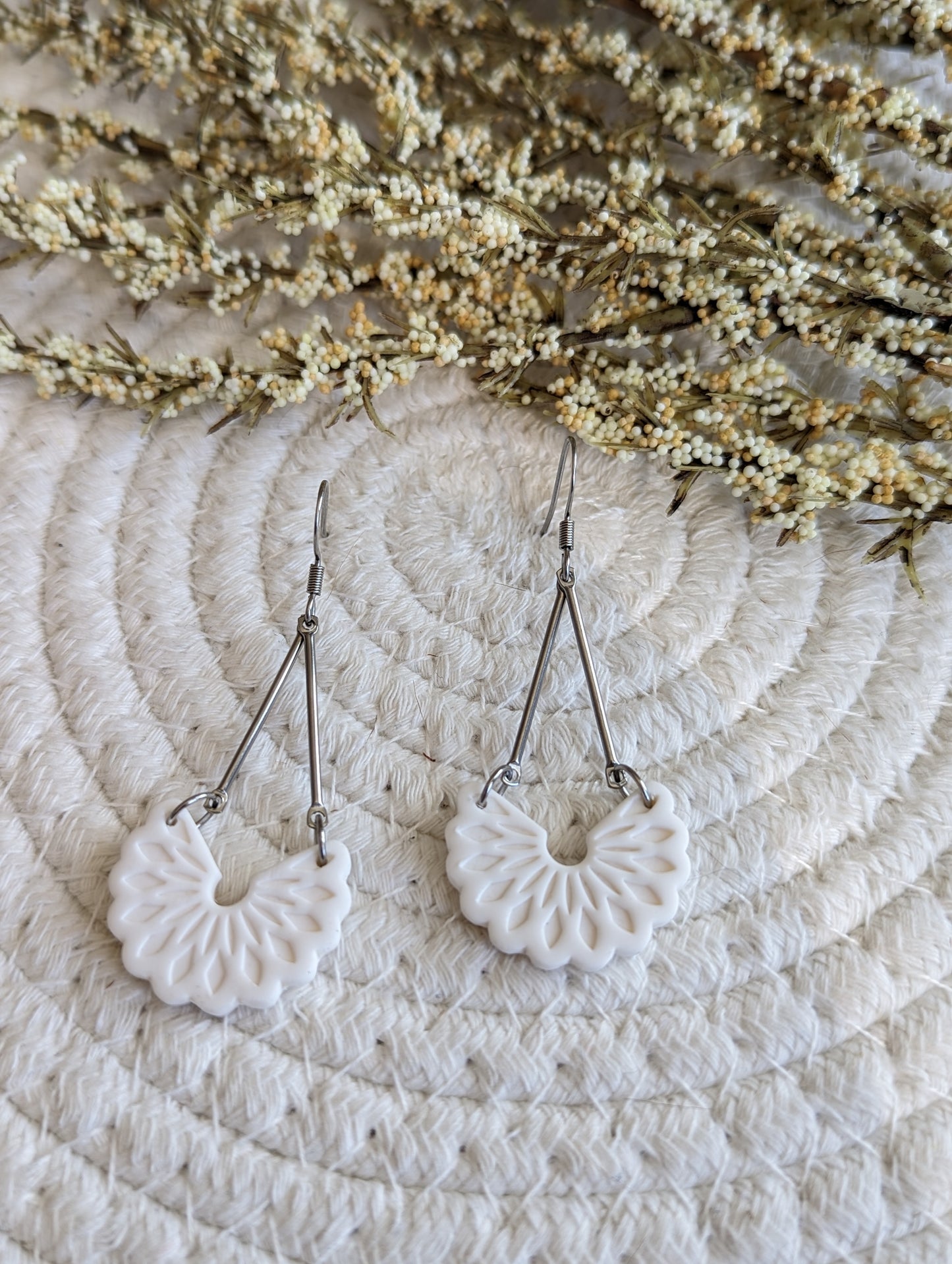 Boucles d'oreilles tige inox et pendentif en argile polymère (BO-1839)