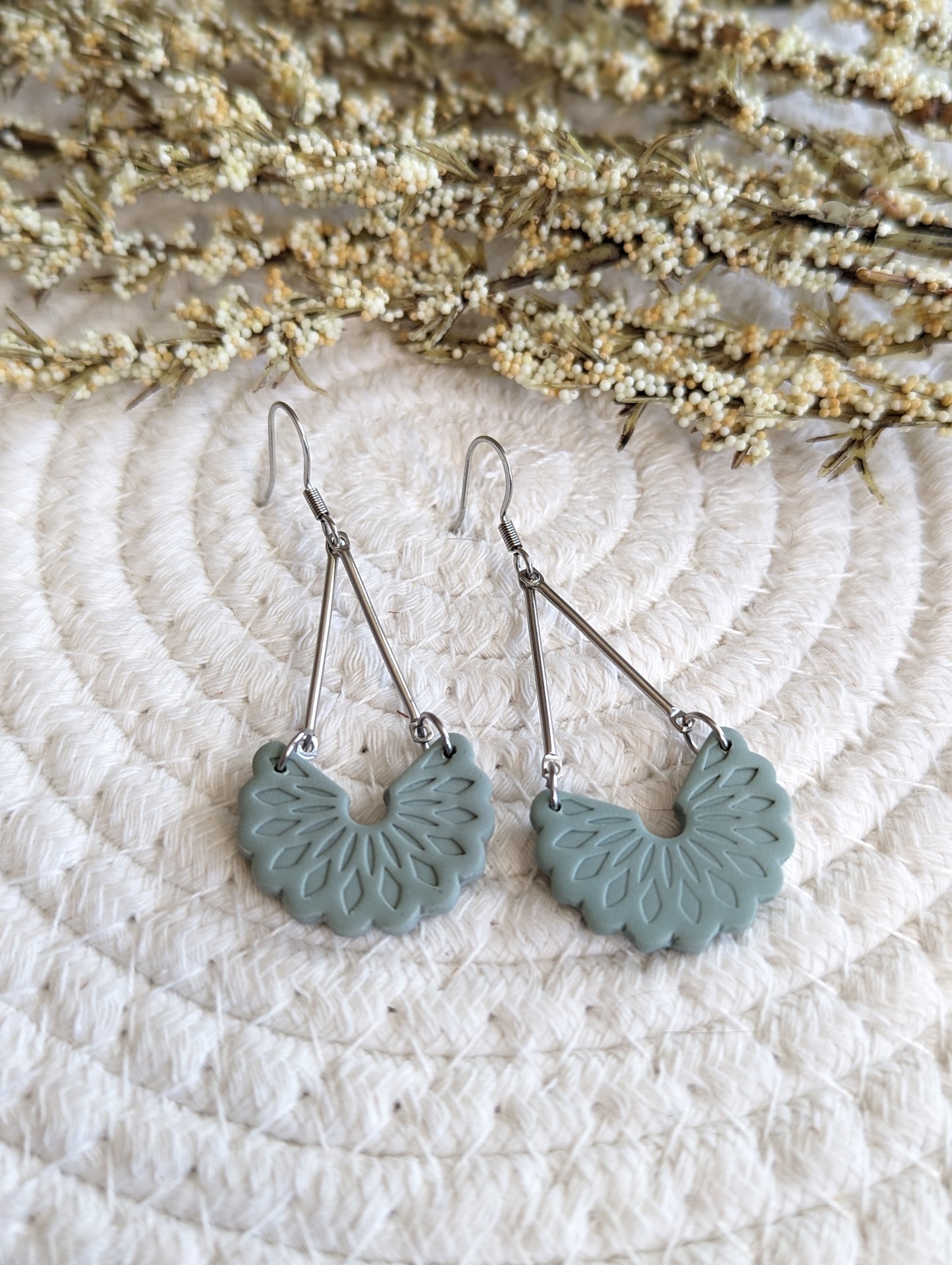 Boucles d'oreilles tige inox et pendentif en argile polymère (BO-1839)