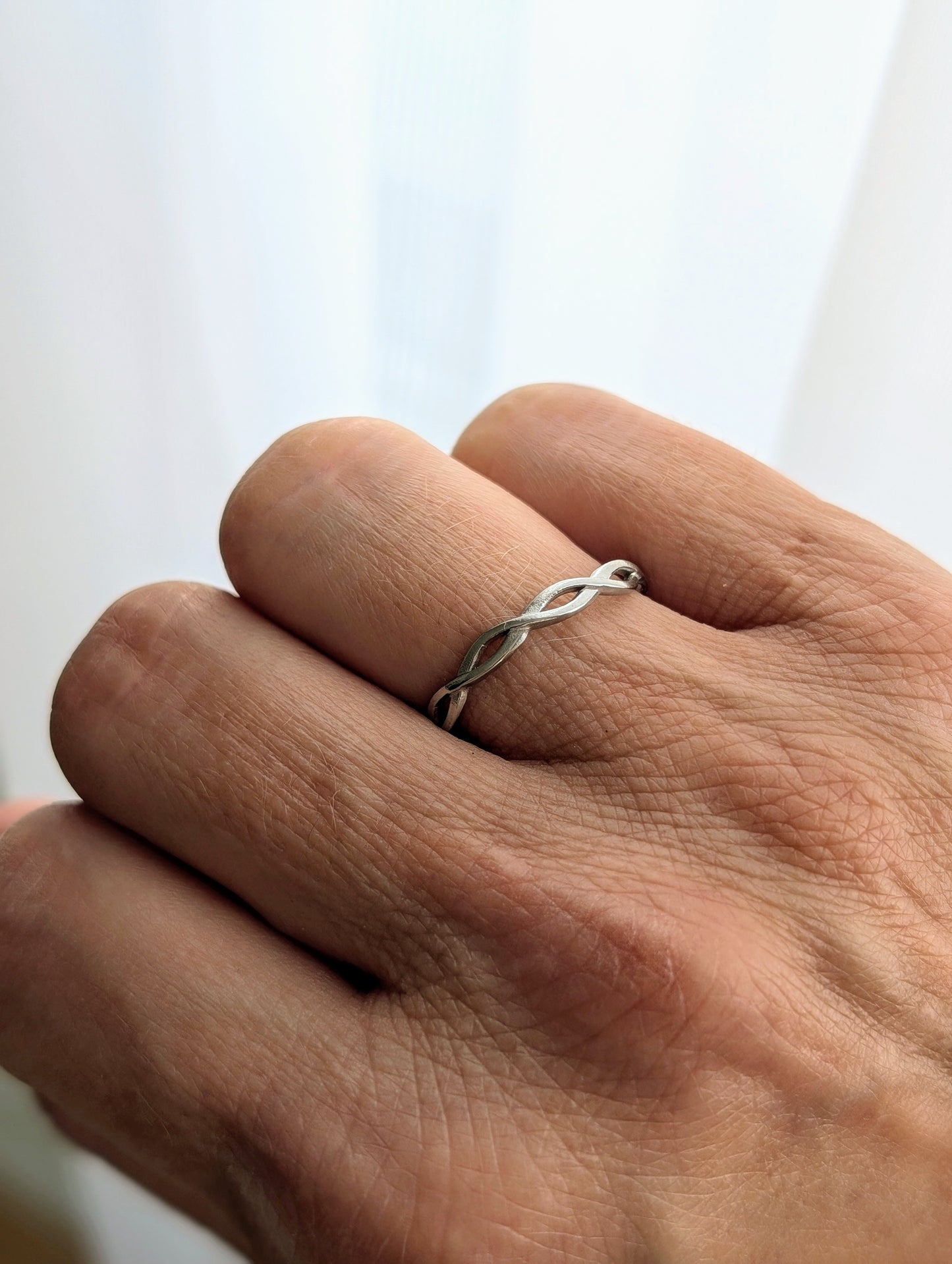 Bague ajustable motif tressé | acier inoxydable (BG-2)