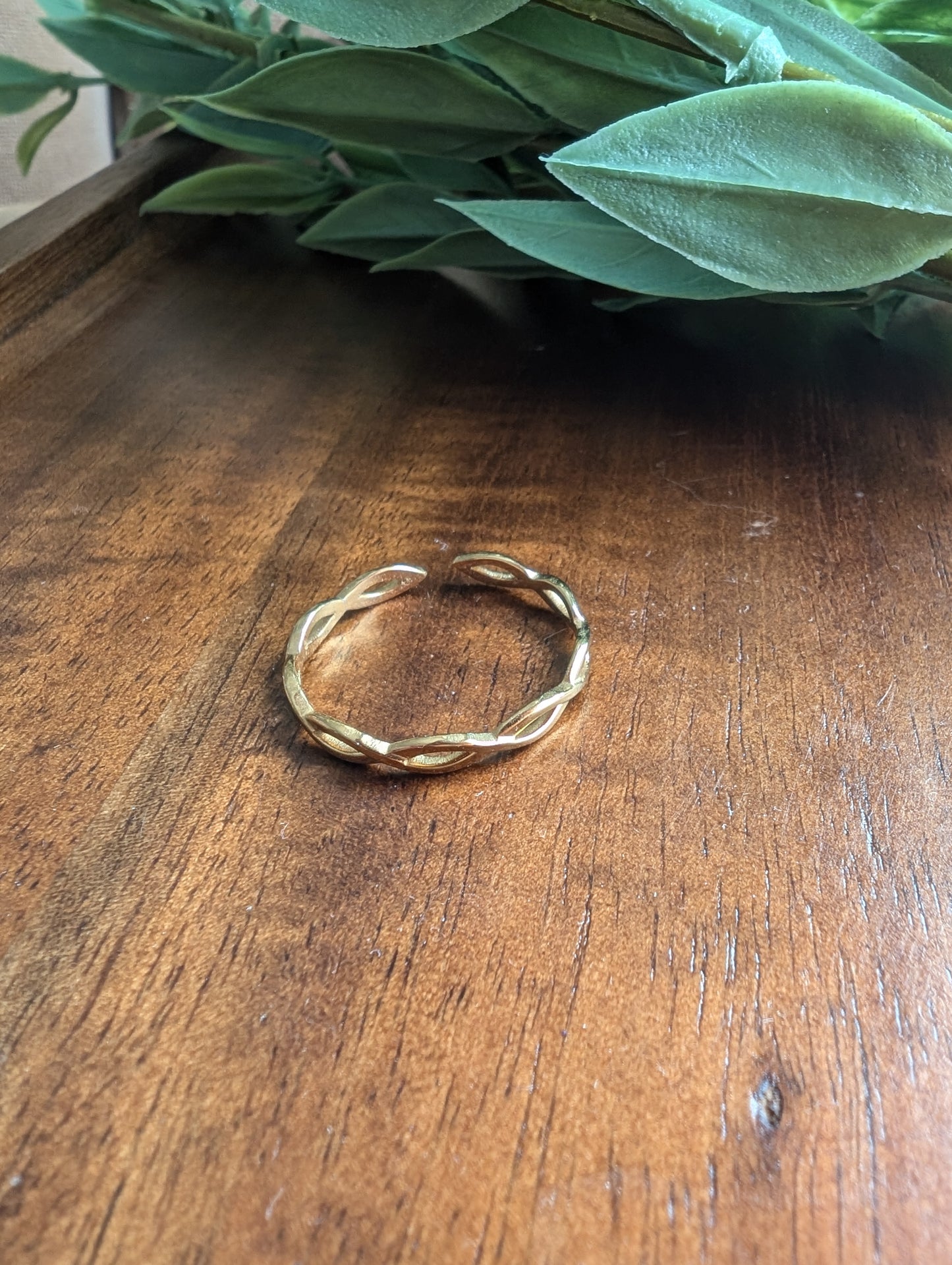 Bague ajustable motif tressé | acier inoxydable (BG-2)