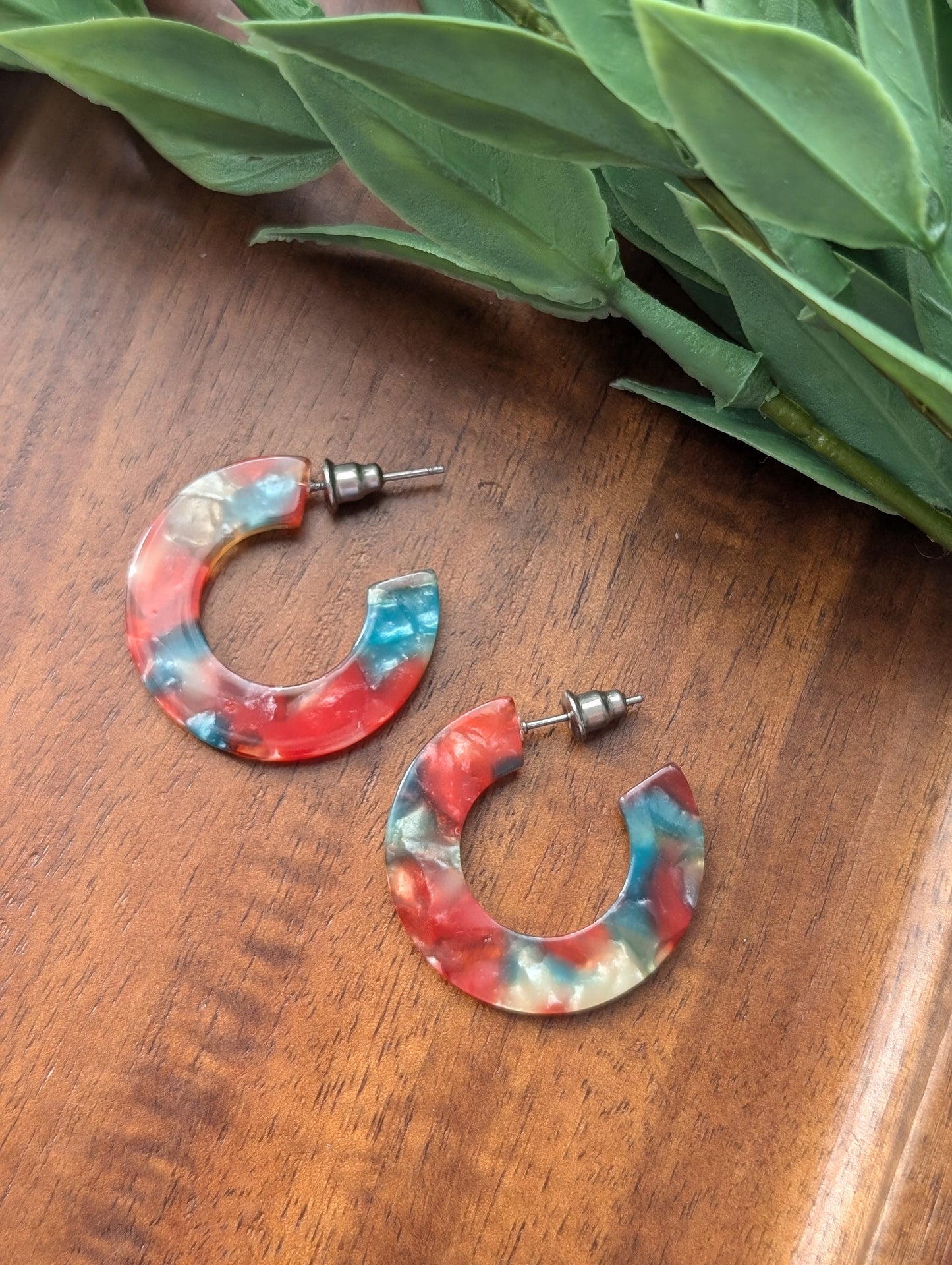 Boucles d'oreilles créoles en acetate (BO-1567-1)