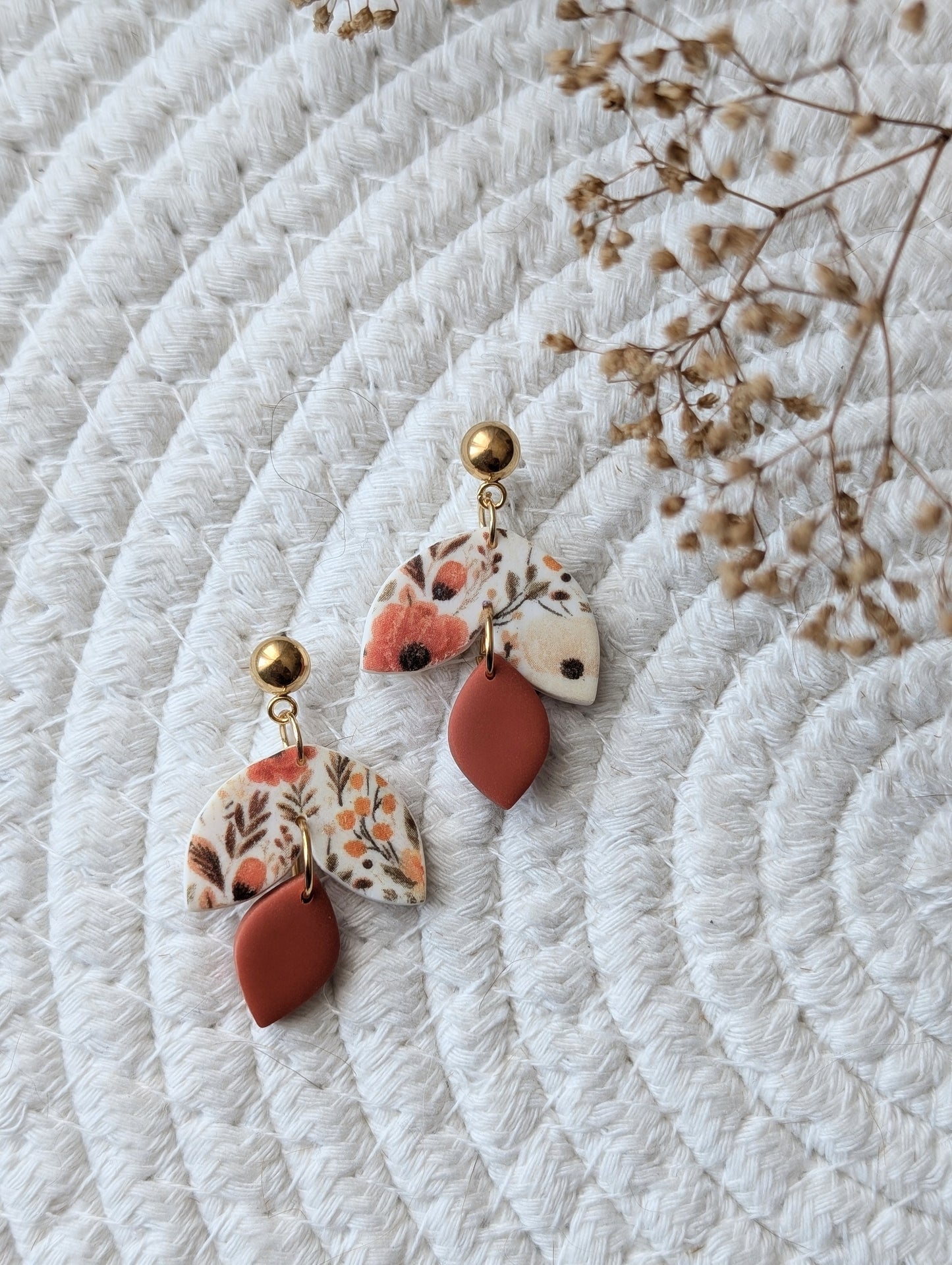 Boucles d'oreilles pendentif en argile polymère (BO-1850)