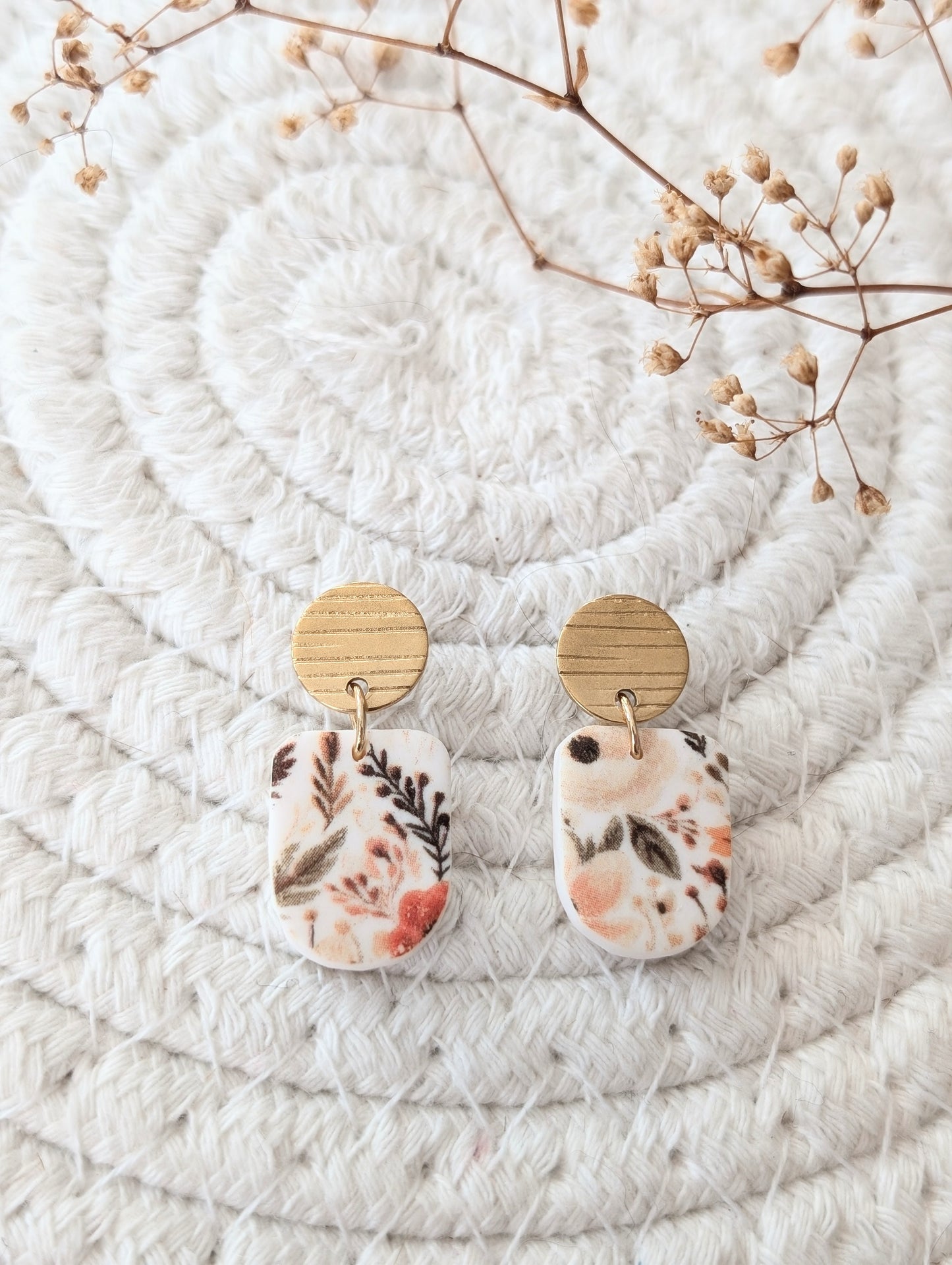 Boucles d'oreilles stud acier inoxydable et pendentif en argile polymère (BO-1853)