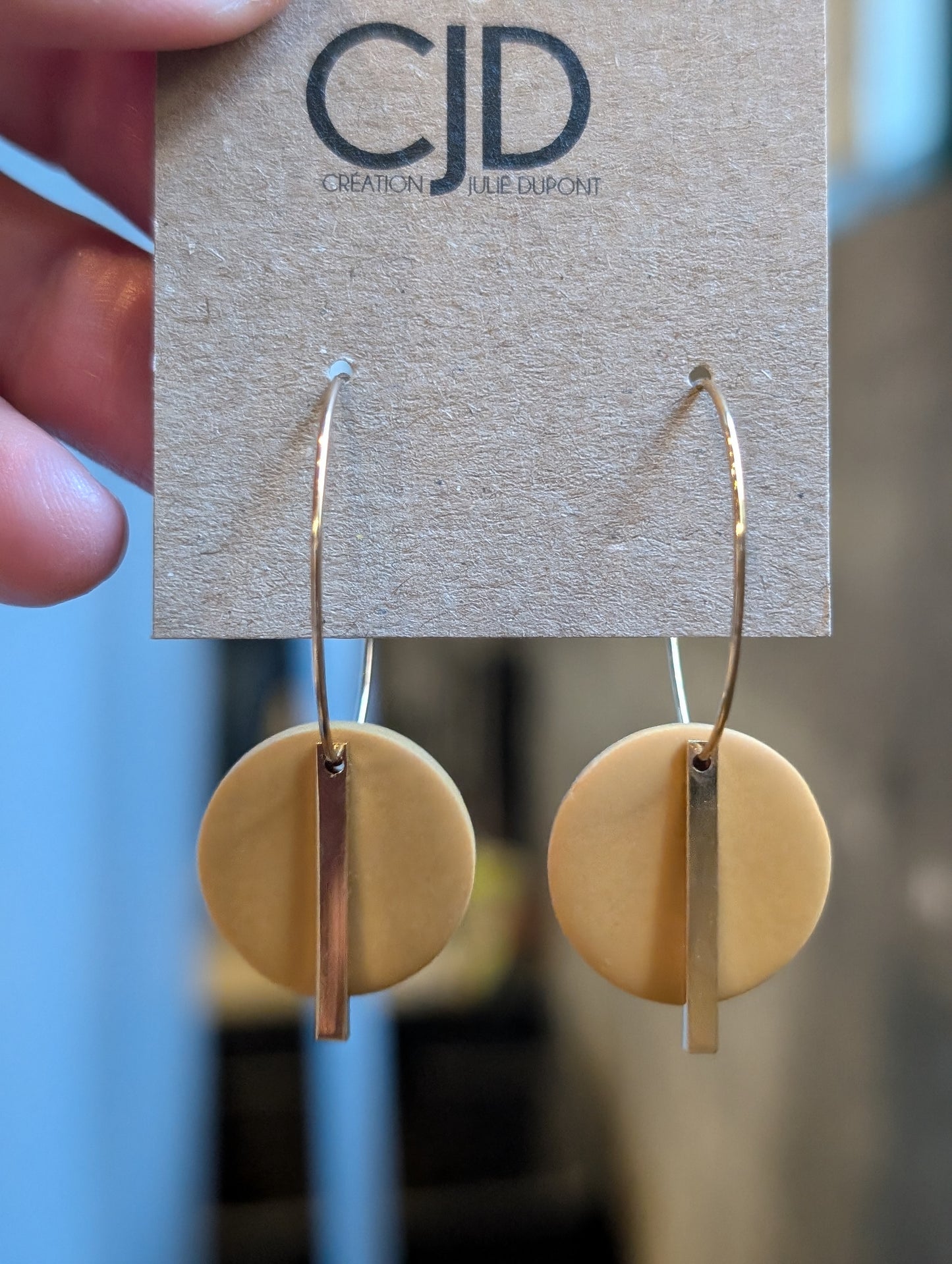 Boucles d'oreilles rond argile style créole (BO-1895)