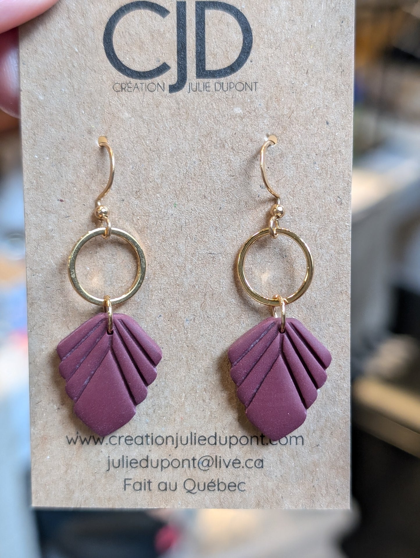 Boucles d'oreilles crochet acier inoxydable et pendentif en argile polymère (BO-1894)