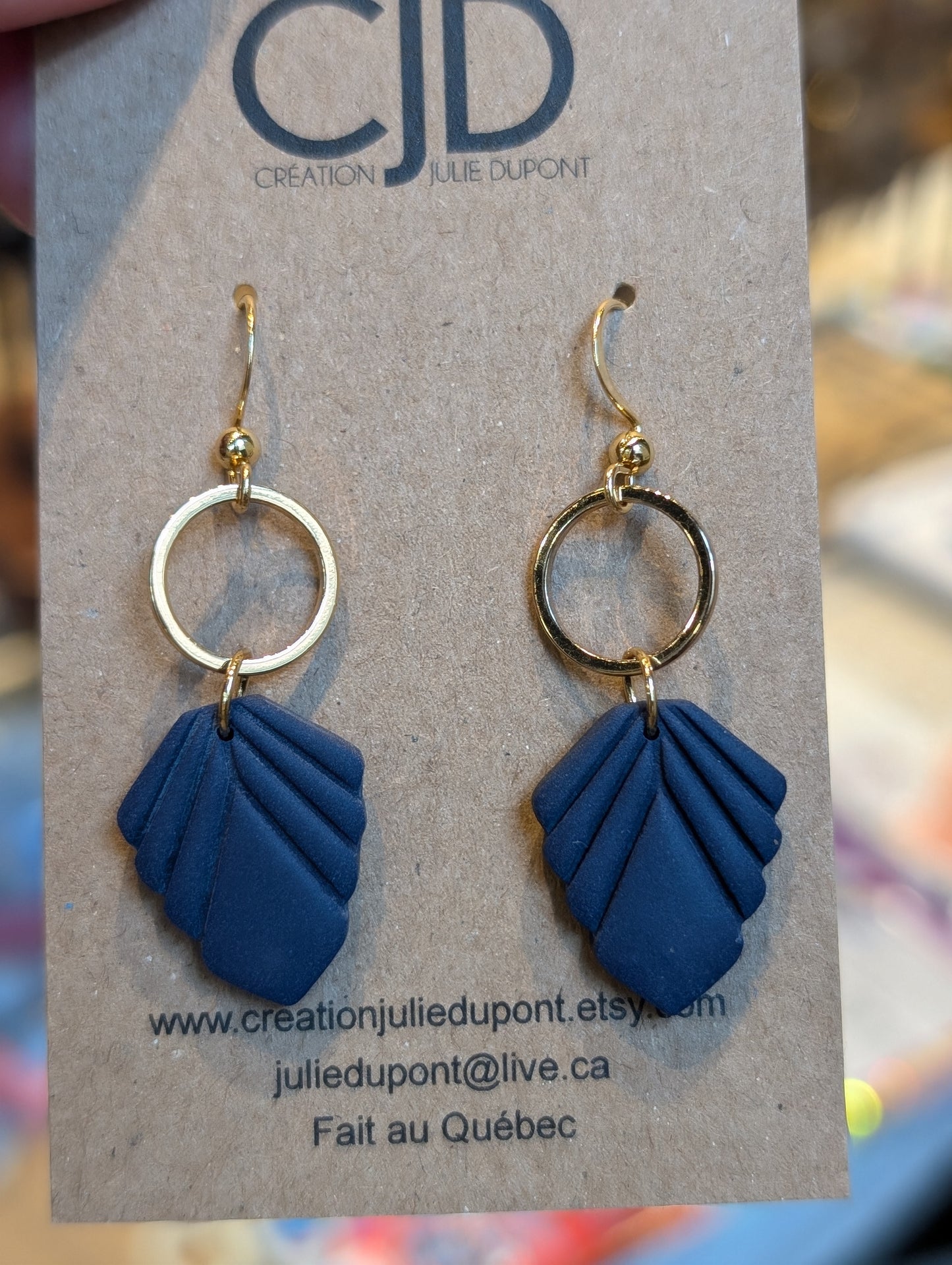Boucles d'oreilles crochet acier inoxydable et pendentif en argile polymère (BO-1894)