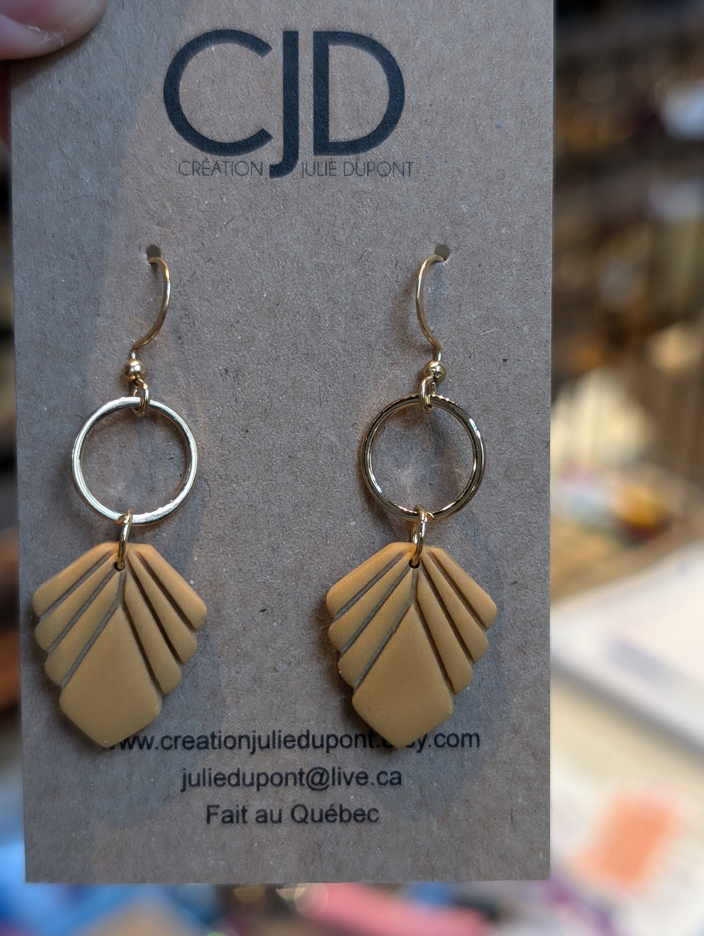 Boucles d'oreilles crochet acier inoxydable et pendentif en argile polymère (BO-1894)