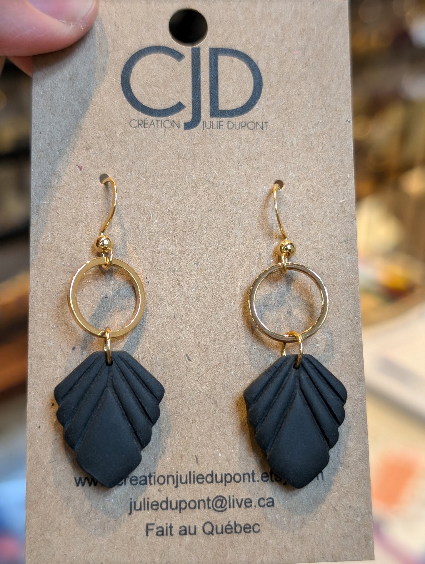 Boucles d'oreilles crochet acier inoxydable et pendentif en argile polymère (BO-1894)