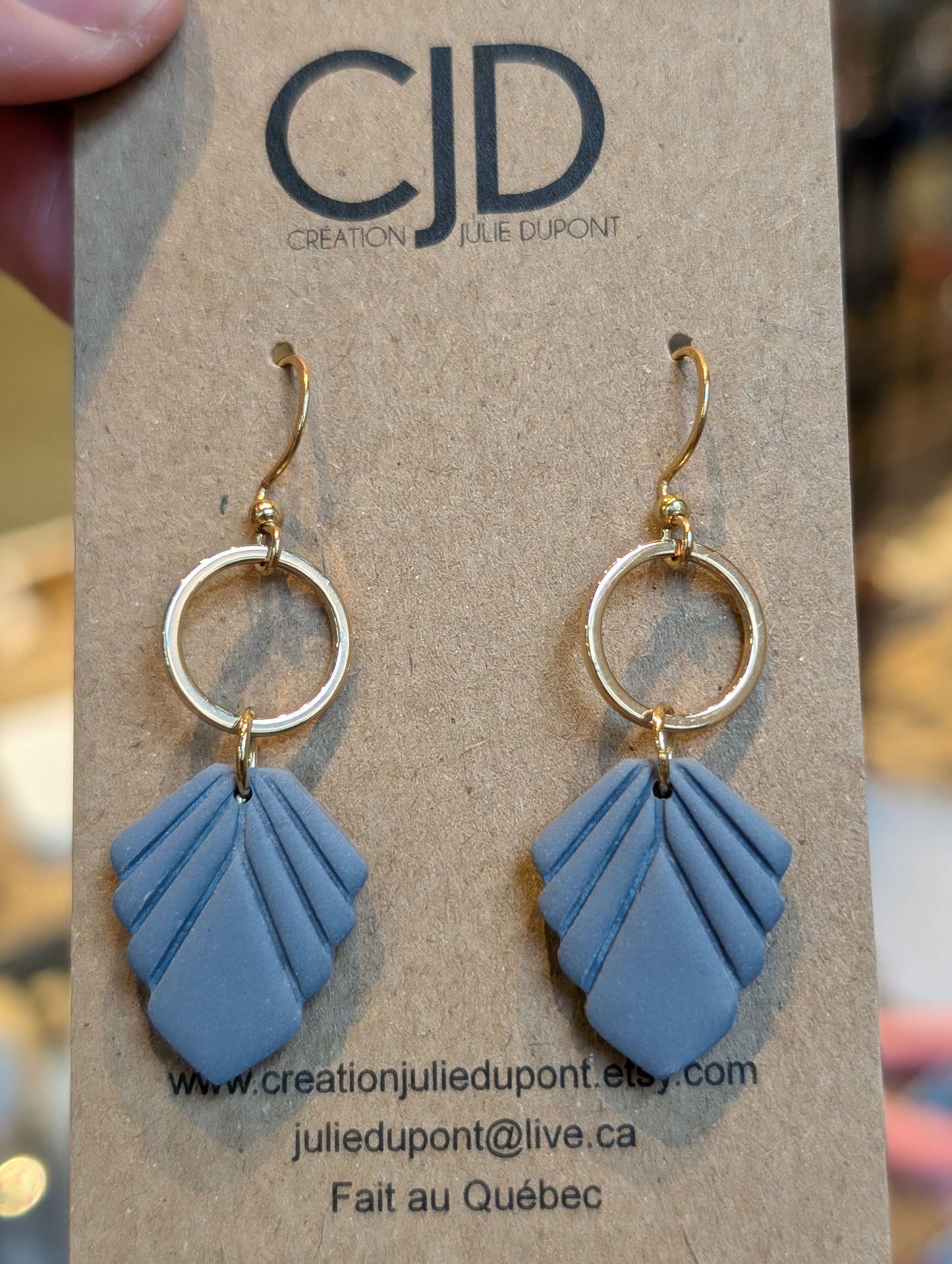 Boucles d'oreilles crochet acier inoxydable et pendentif en argile polymère (BO-1894)