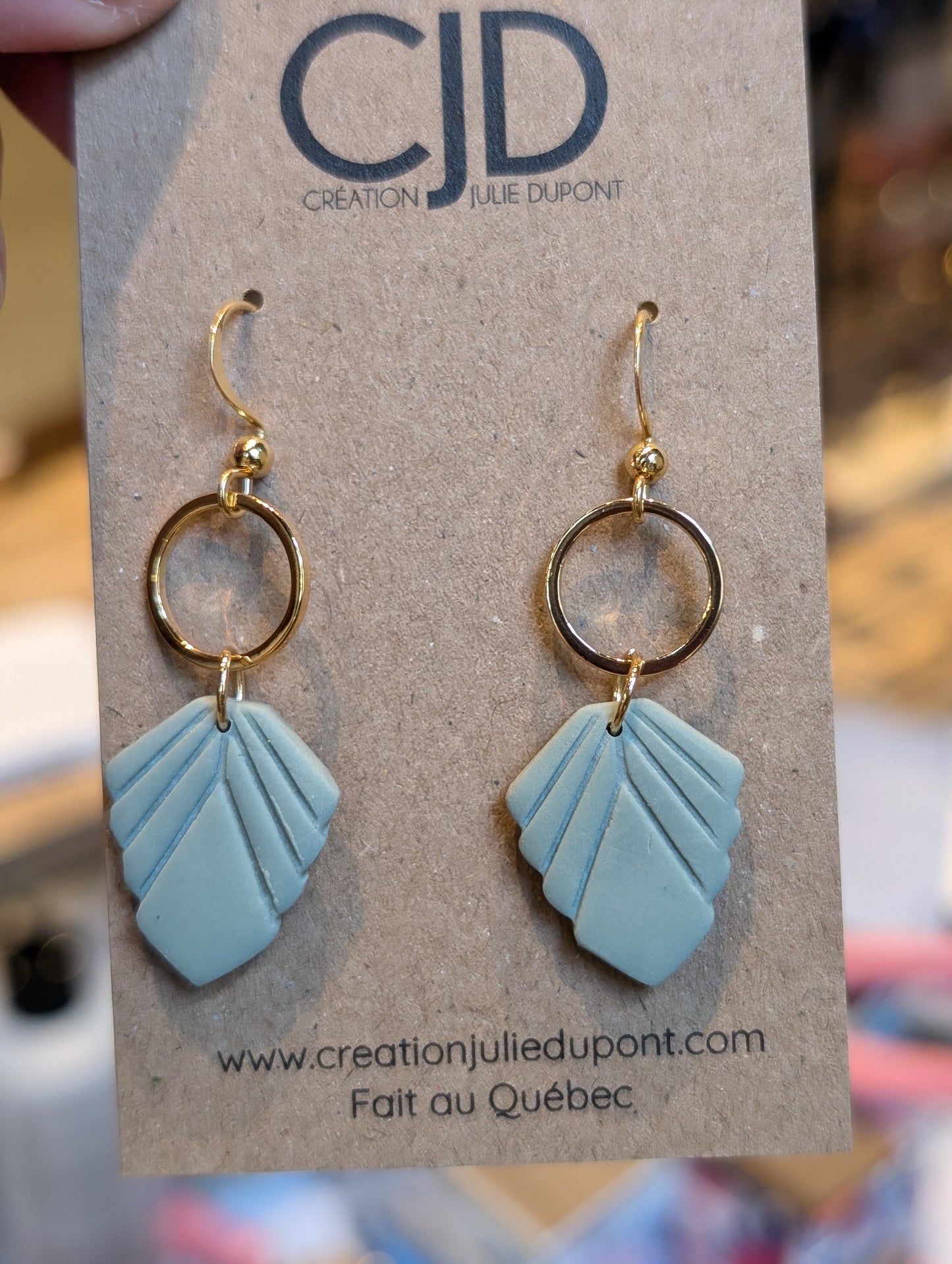 Boucles d'oreilles crochet acier inoxydable et pendentif en argile polymère (BO-1894)