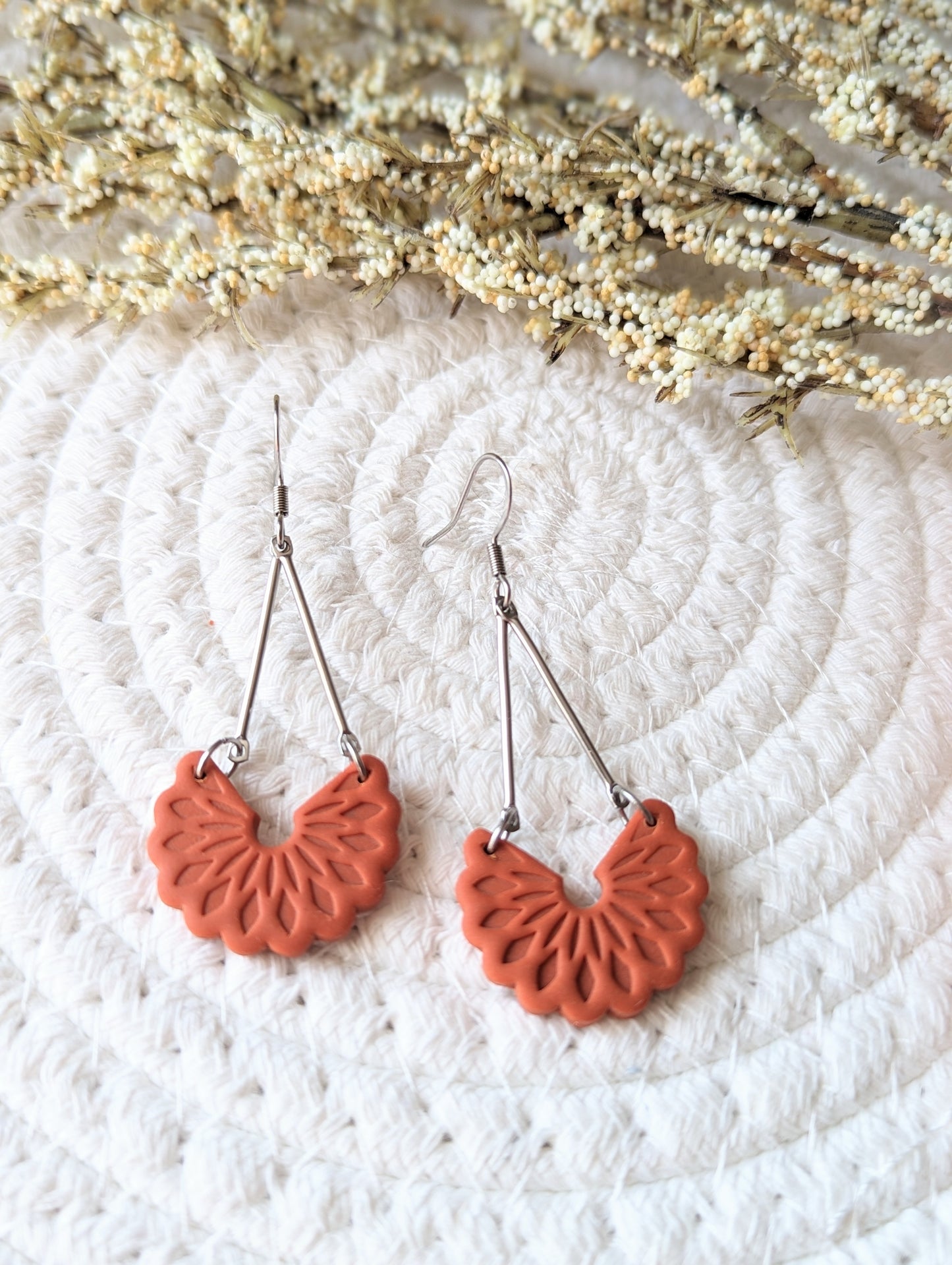 Boucles d'oreilles tige inox et pendentif en argile polymère (BO-1839)