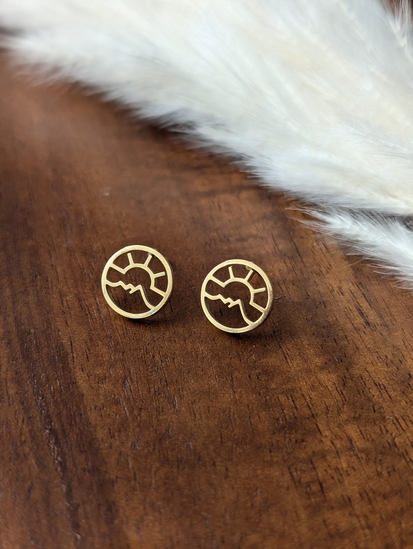 Boucles d'oreilles coucher soleil // sunset stud earrings // stainless steel earrings // minimalist jewelry // (bo-1870)