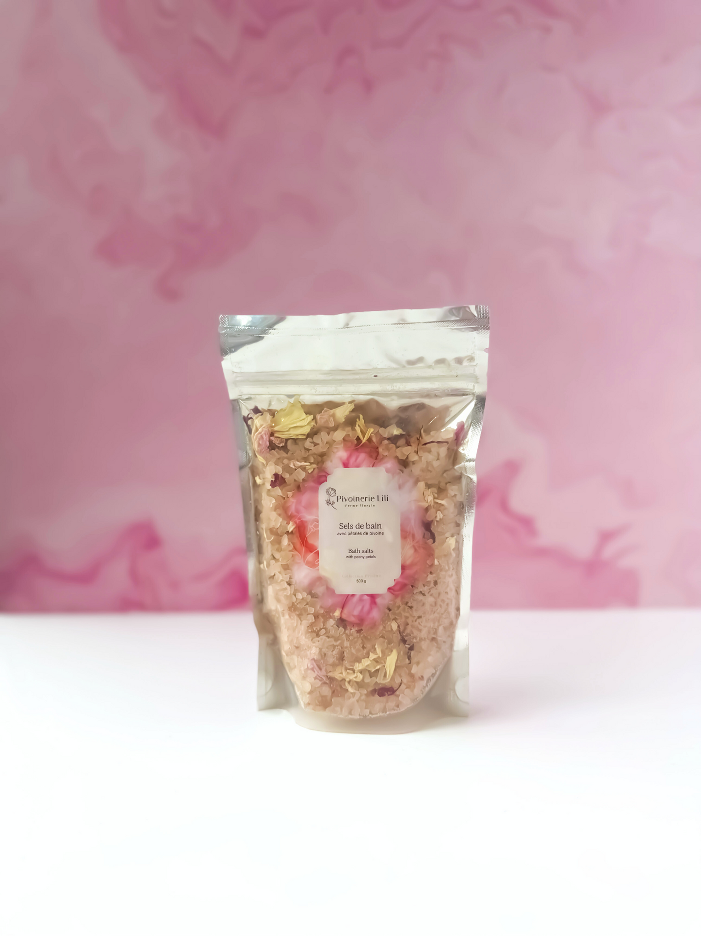 Sel de bain avec pétales de pivoine | Pivoinerie Lili