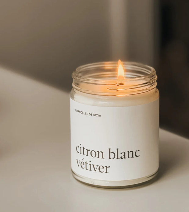 Chandelle de soya | Citron blanc vétiver | Marée Chandelles