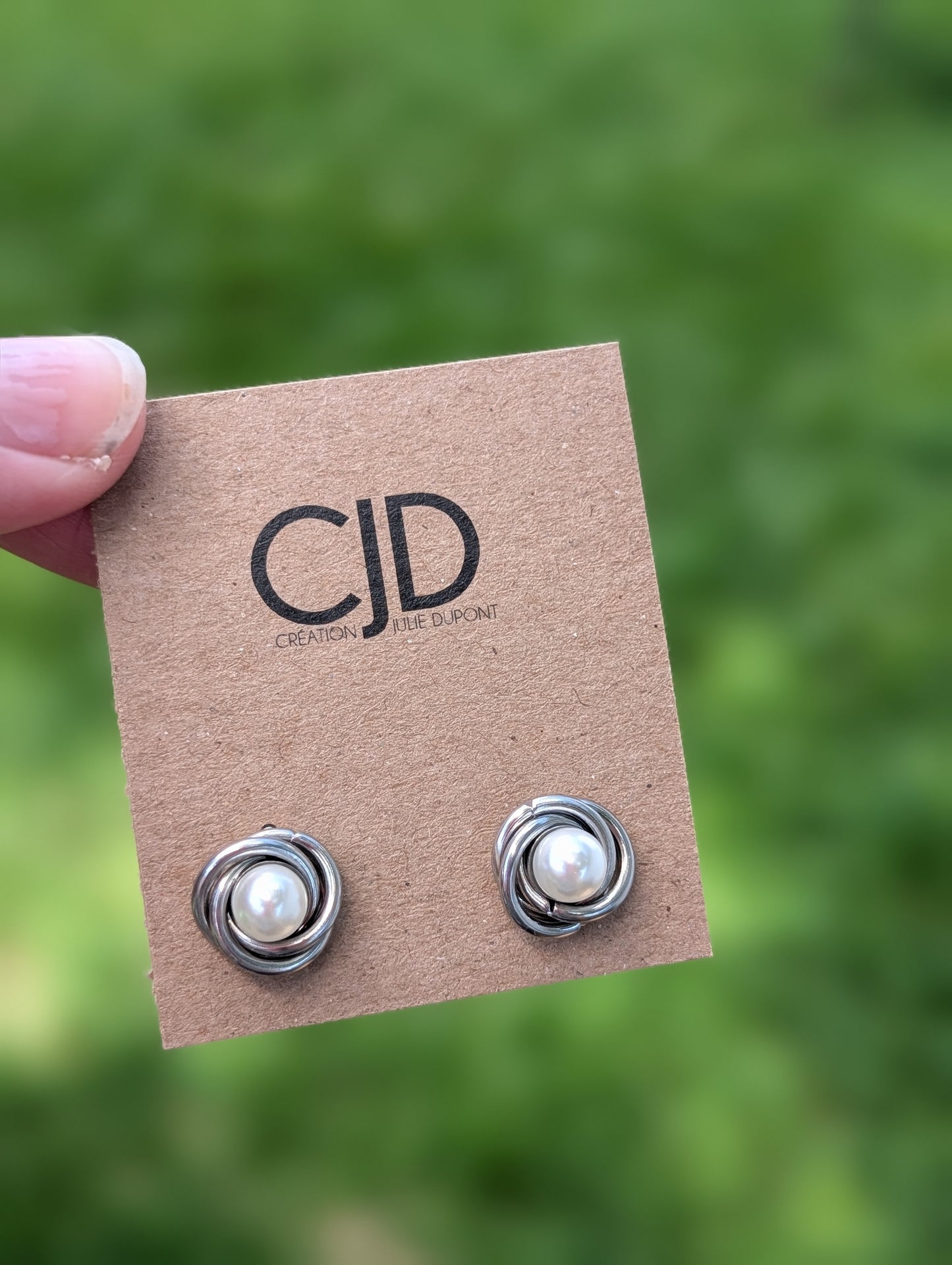 Boucles d'oreilles perle et acier inoxydable