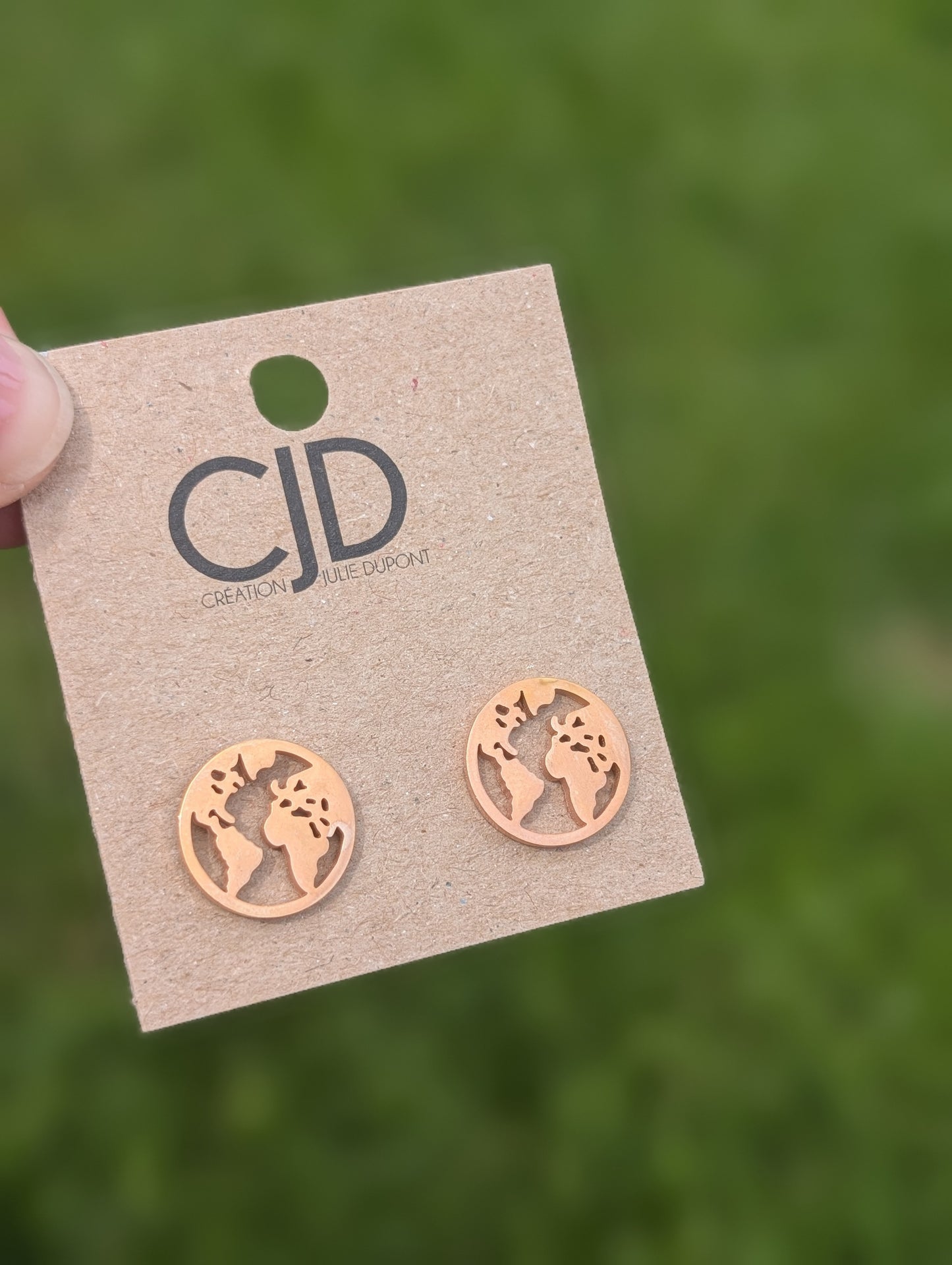 Boucles d'oreilles terre // world stud earrings // stainless steel earrings // minimalist jewelry // (bo-1759)