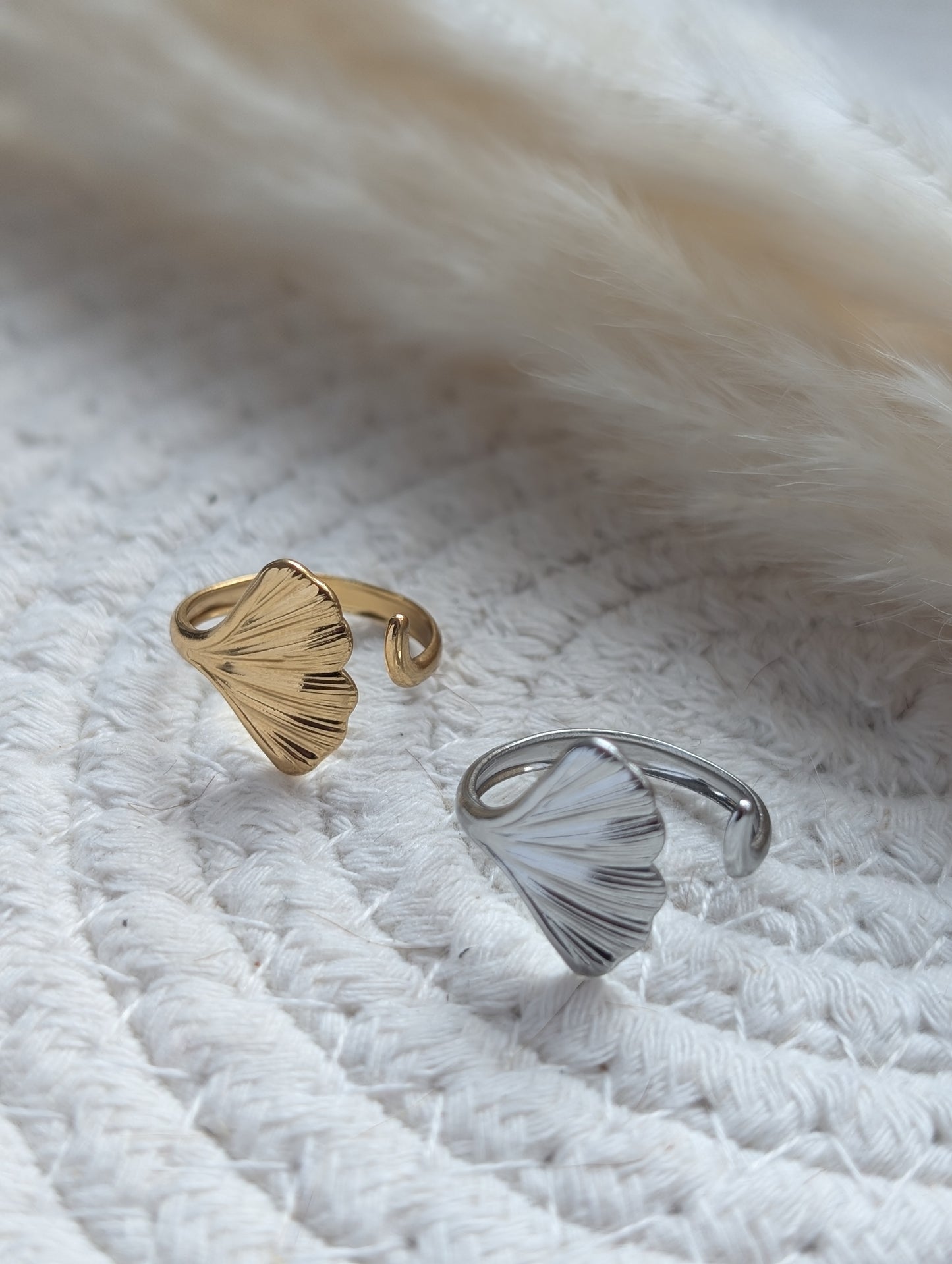 Bague ajustable feuille gingko