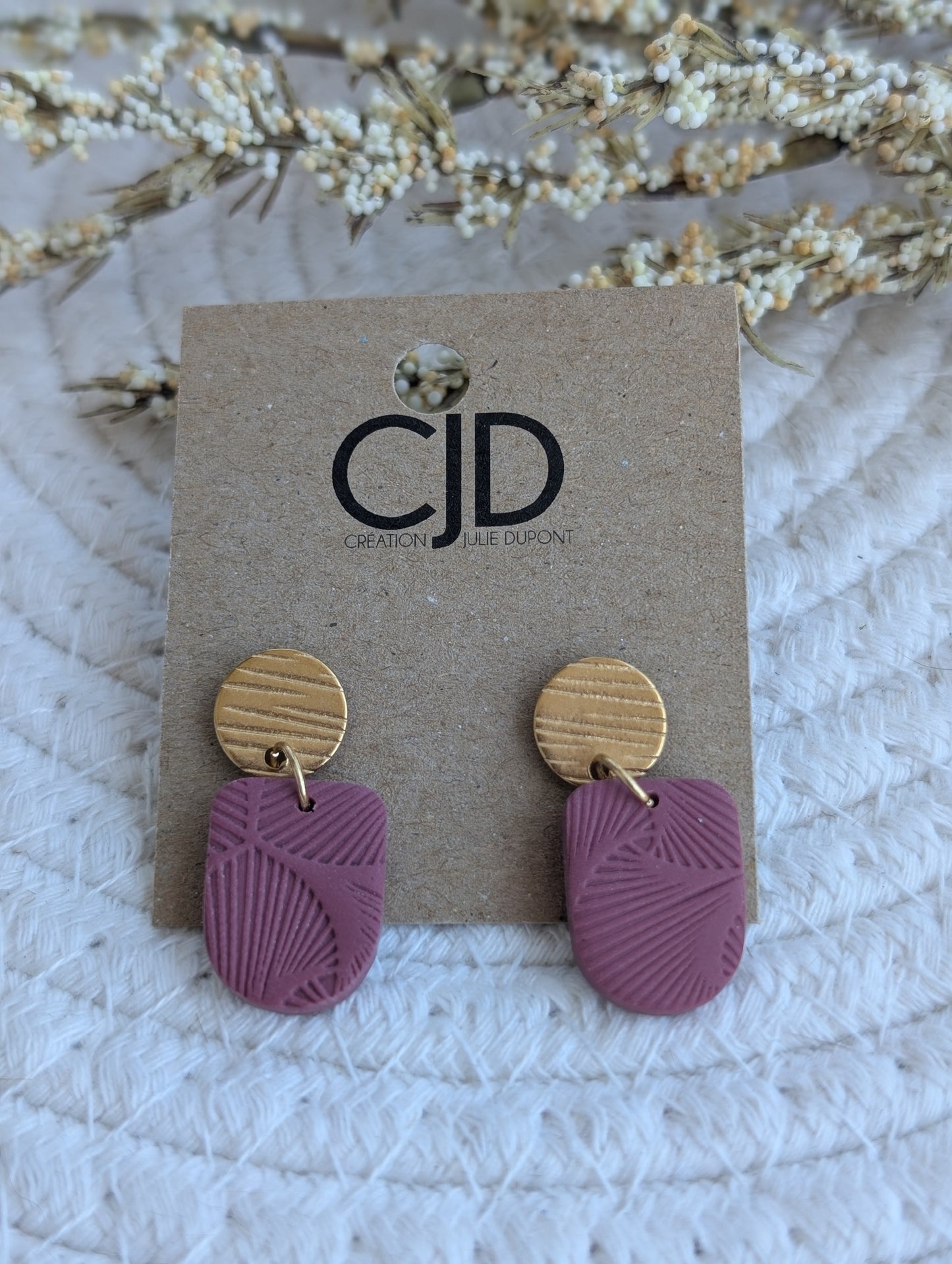 Boucles d'oreilles stud acier inoxydable et pendentif en argile polymère (BO-1853)
