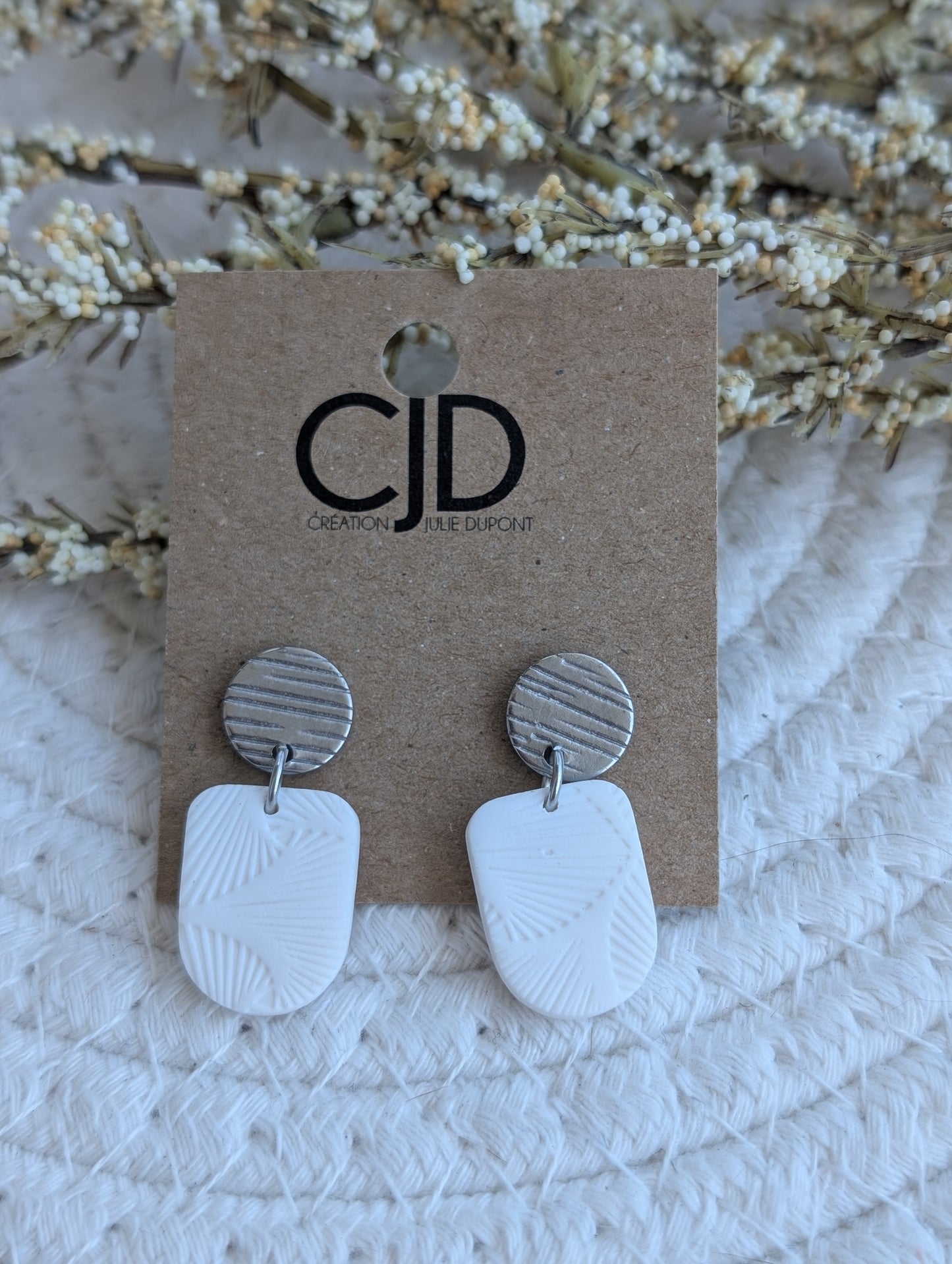 Boucles d'oreilles stud acier inoxydable et pendentif en argile polymère (BO-1853)
