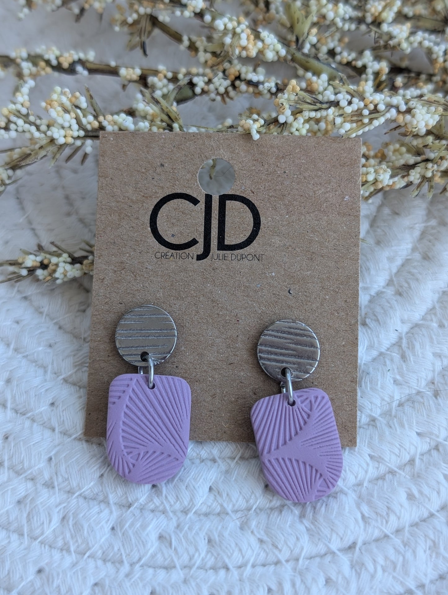 Boucles d'oreilles stud acier inoxydable et pendentif en argile polymère (BO-1853)