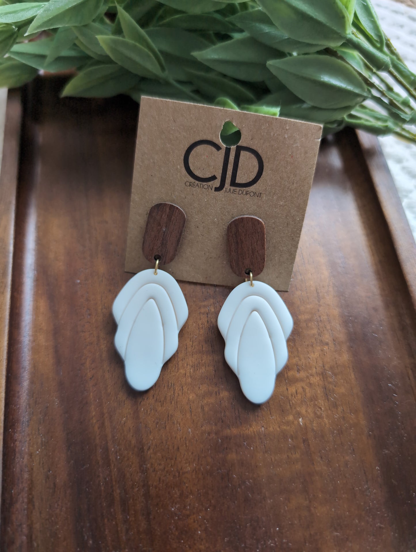 Stud ovale en bois et pendentif en argile ( bo-1811)