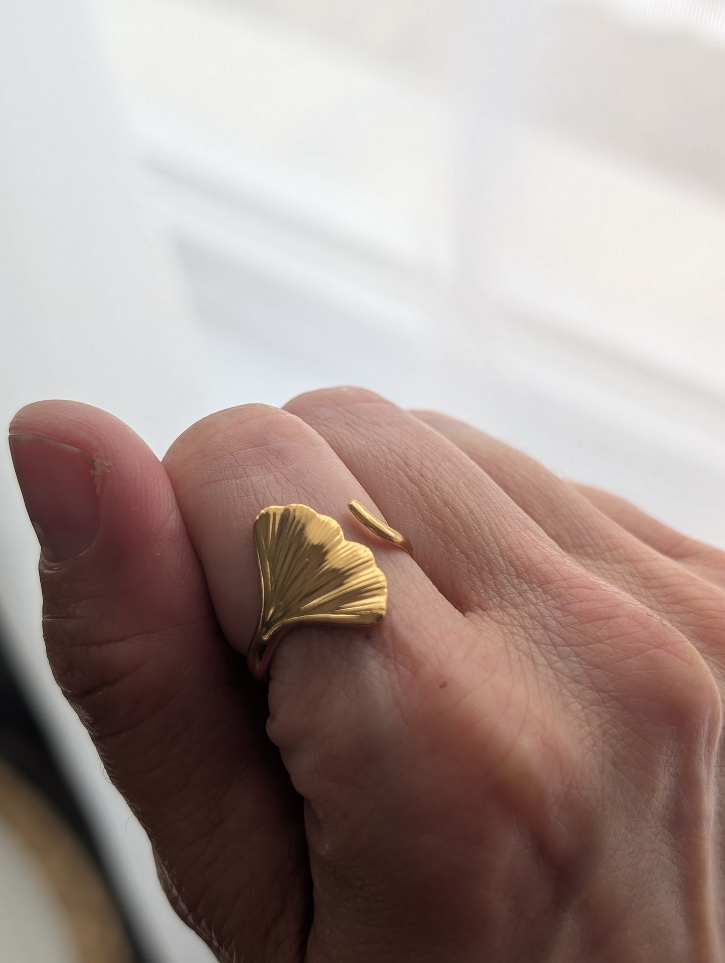 Bague ajustable feuille gingko