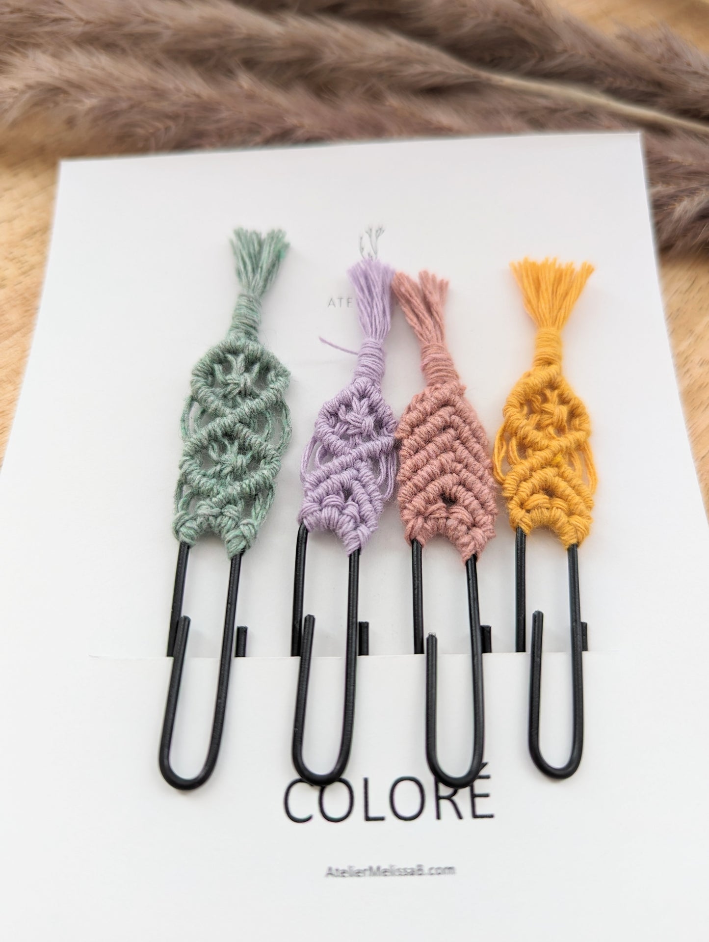 Ensemble de 4 marque-pages en macramé | coloré | Atelier MB