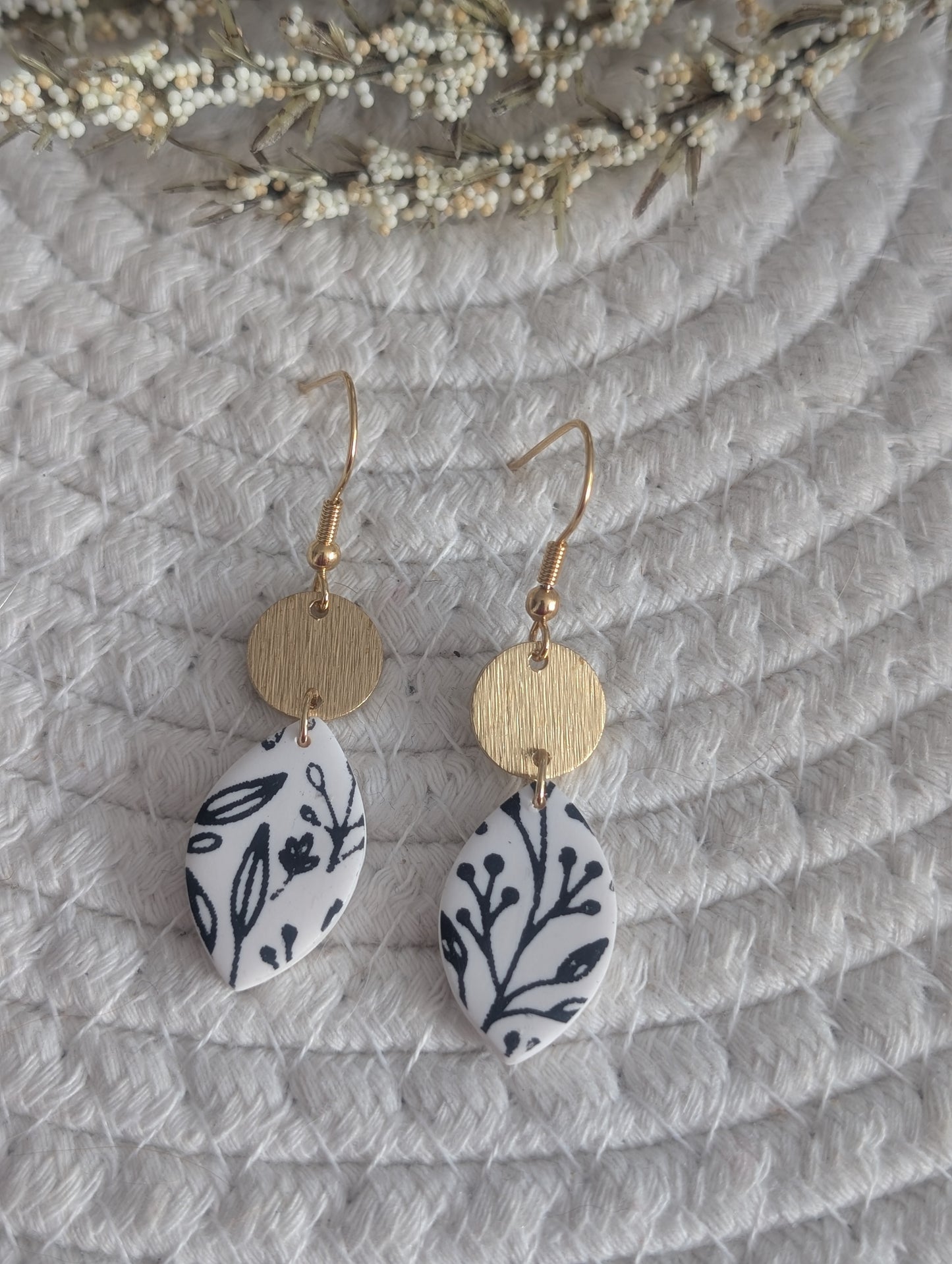 Boucles d'oreilles marquise en argile polymère
