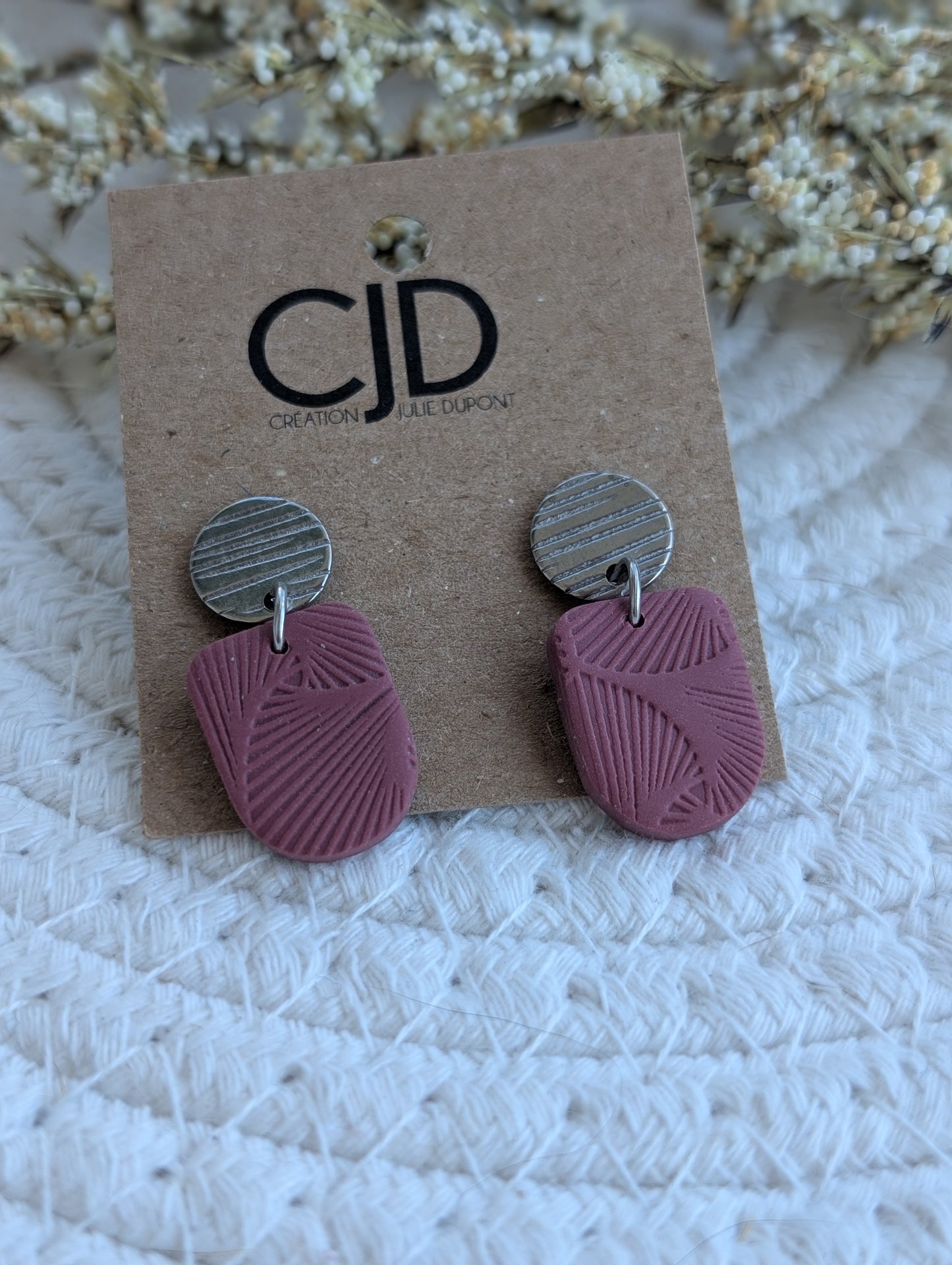 Boucles d'oreilles stud acier inoxydable et pendentif en argile polymère (BO-1853)