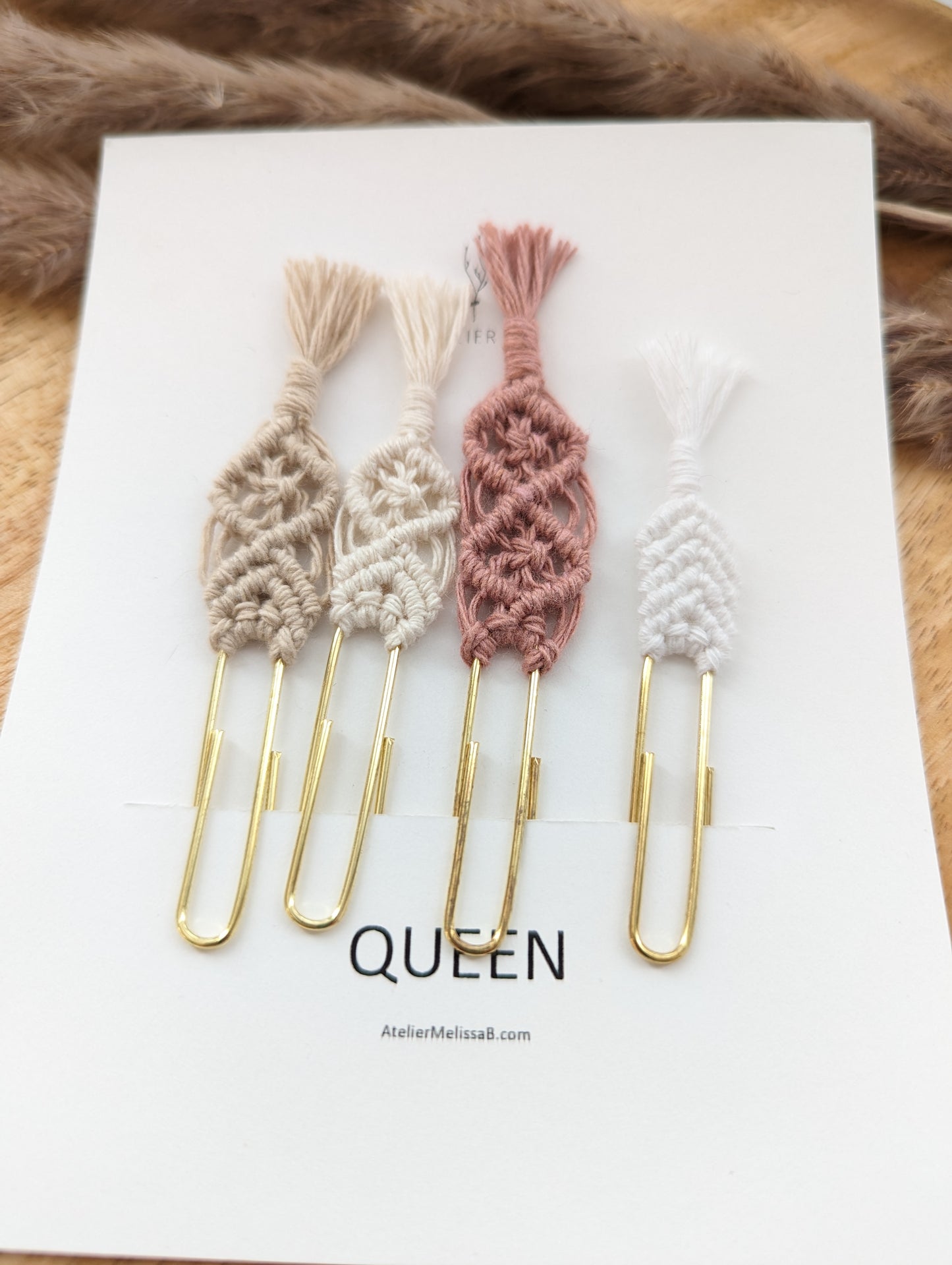 Ensemble de 4 marque-pages en macramé | Queen | Atelier MB