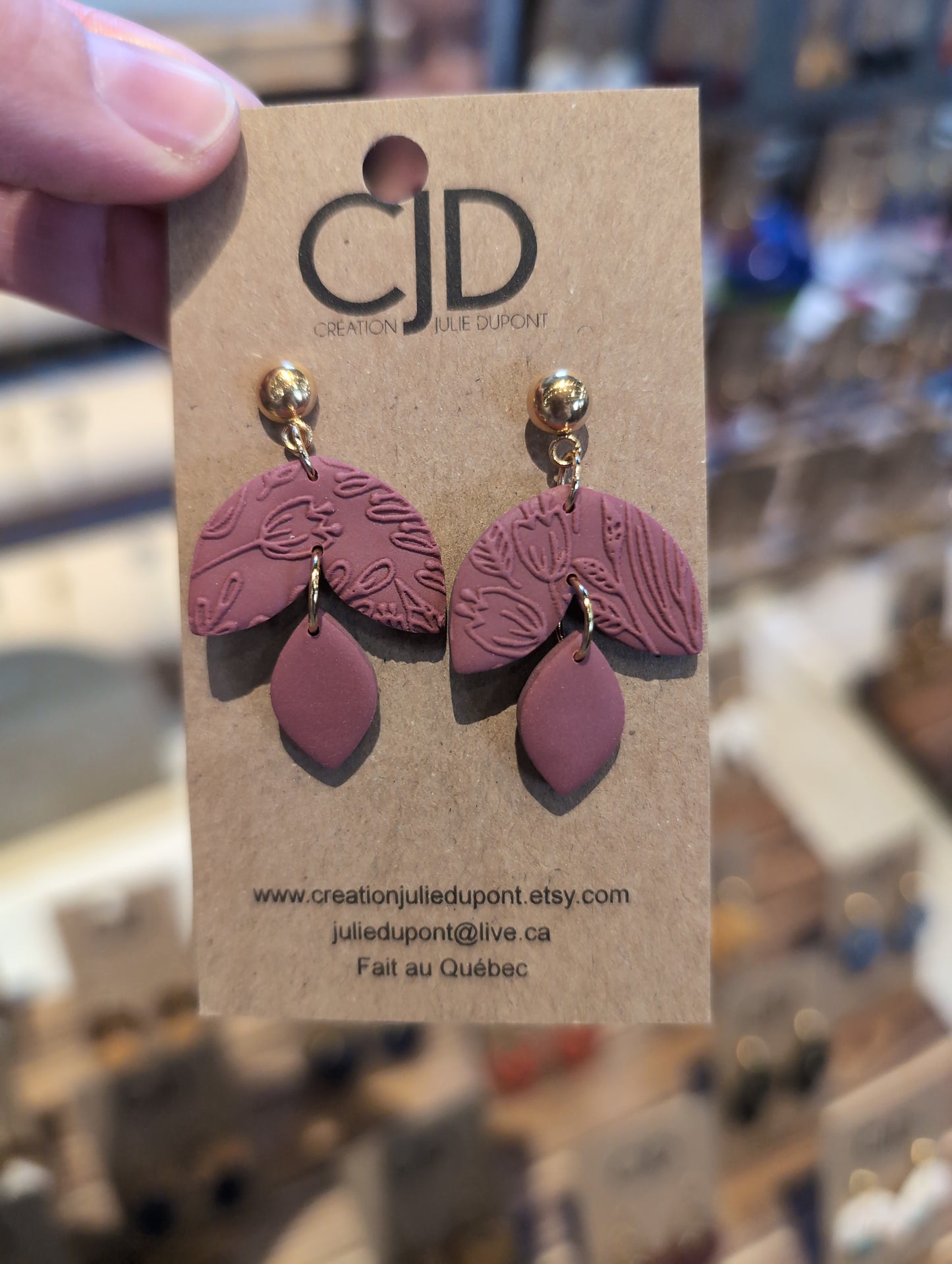 Boucles d'oreilles pendentif en argile polymère (BO-1850)