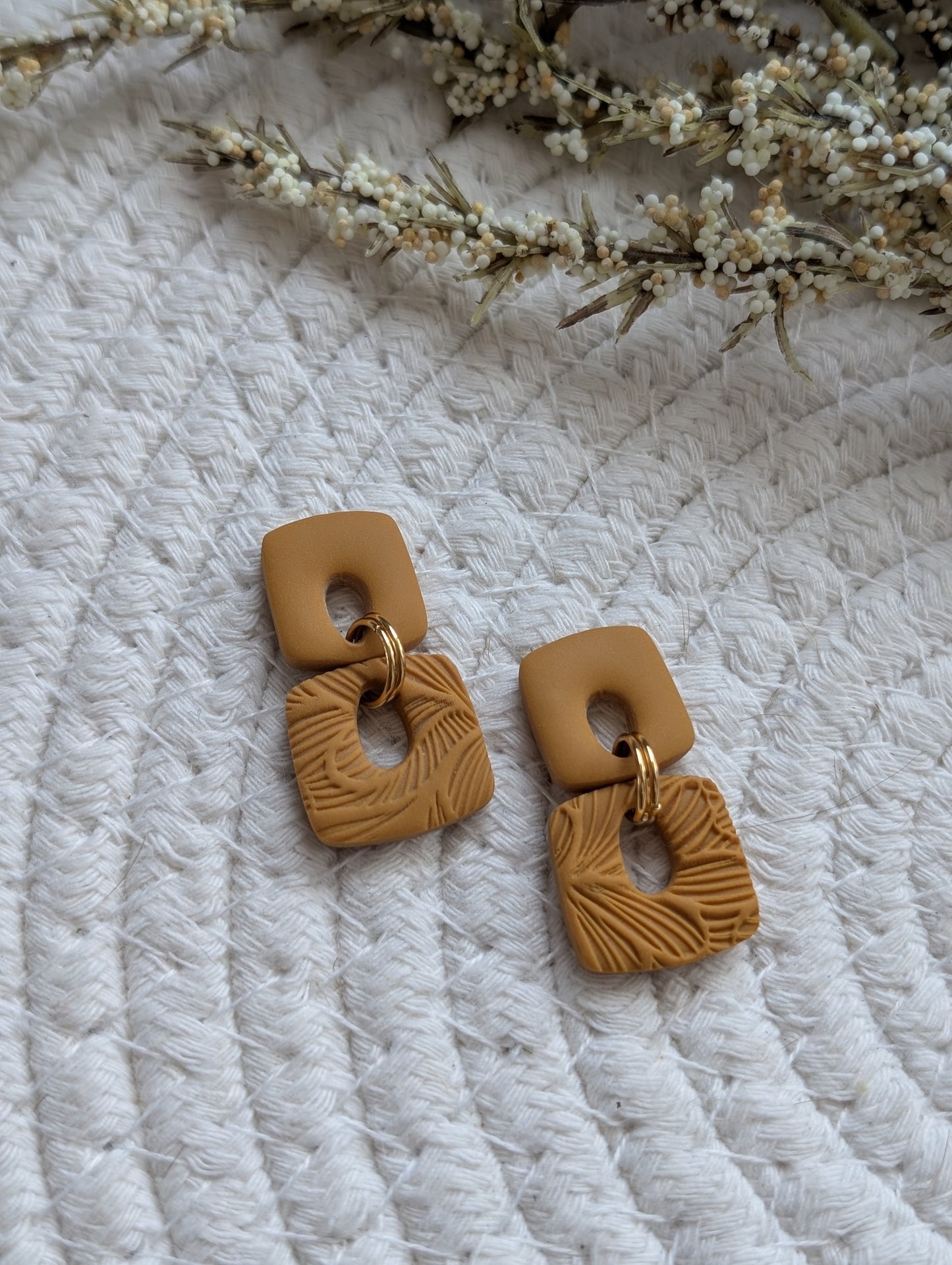 Boucles d'oreilles en argile polymère double carré (BO-1903)