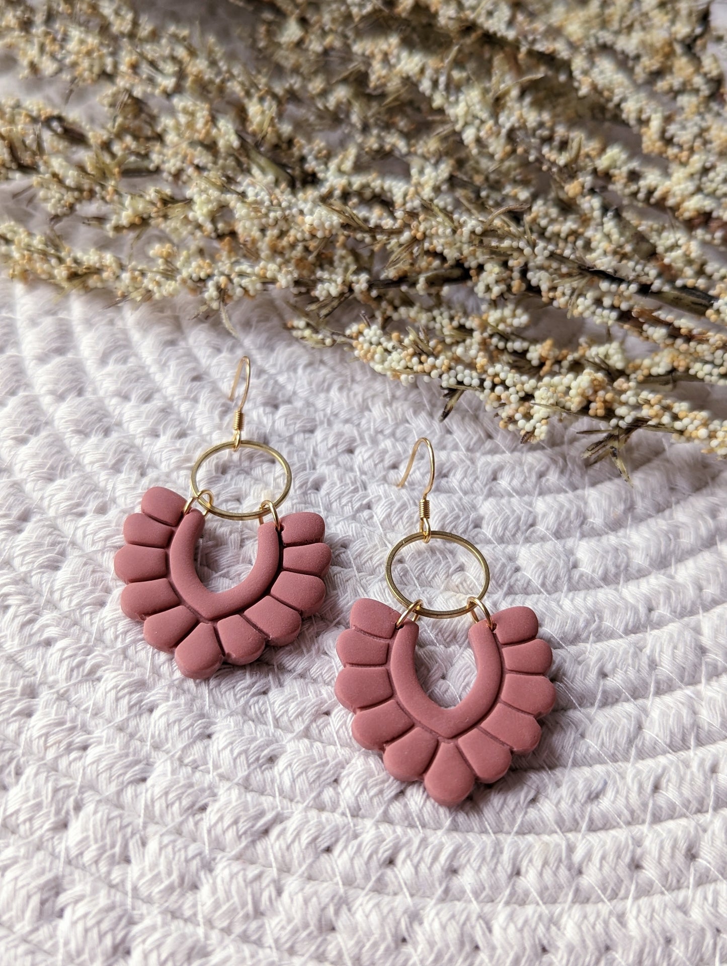 Boucles d'oreilles argile polymère pendentif fleur BO-1809)