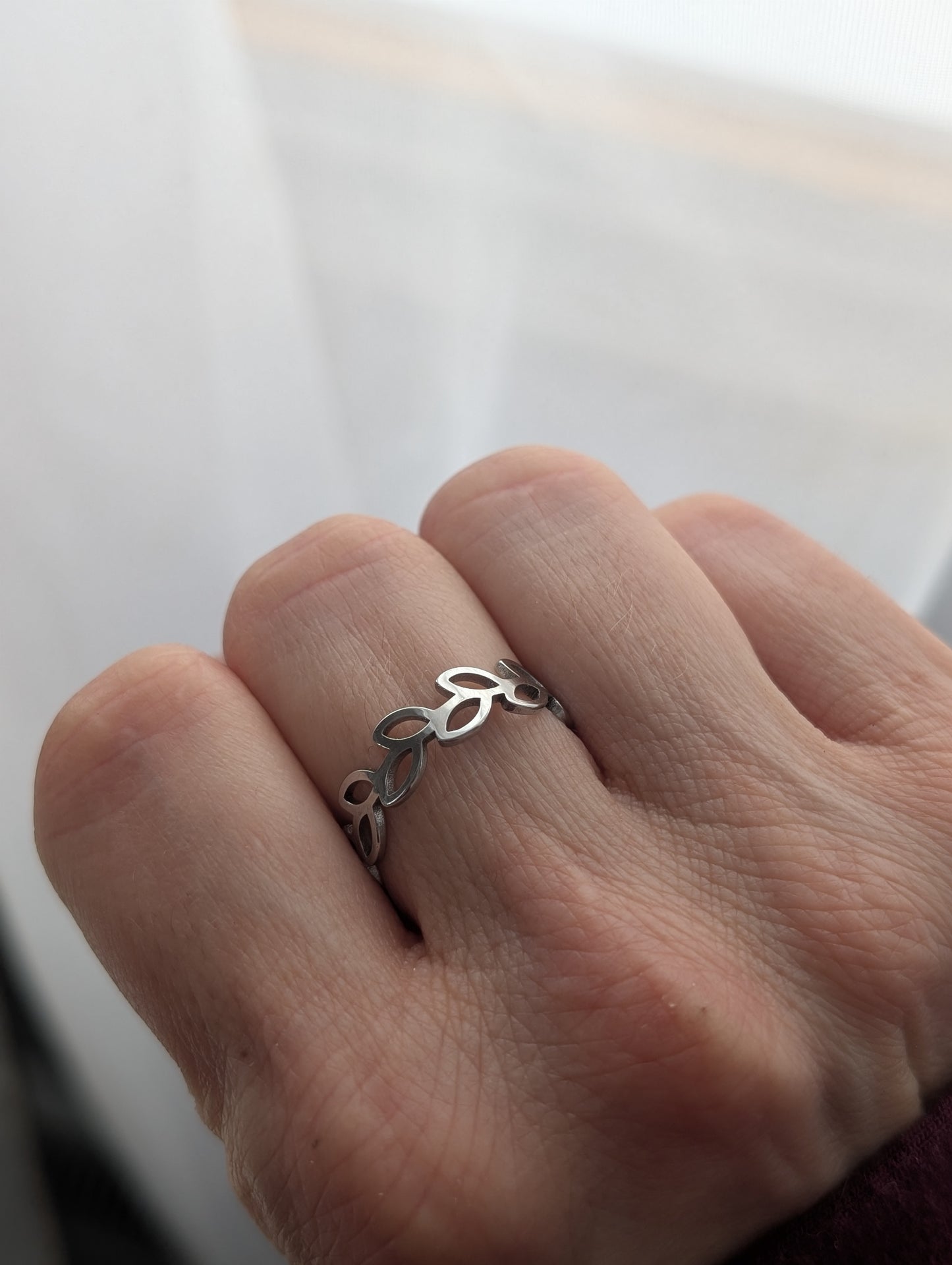 Bague ajustable feuille
