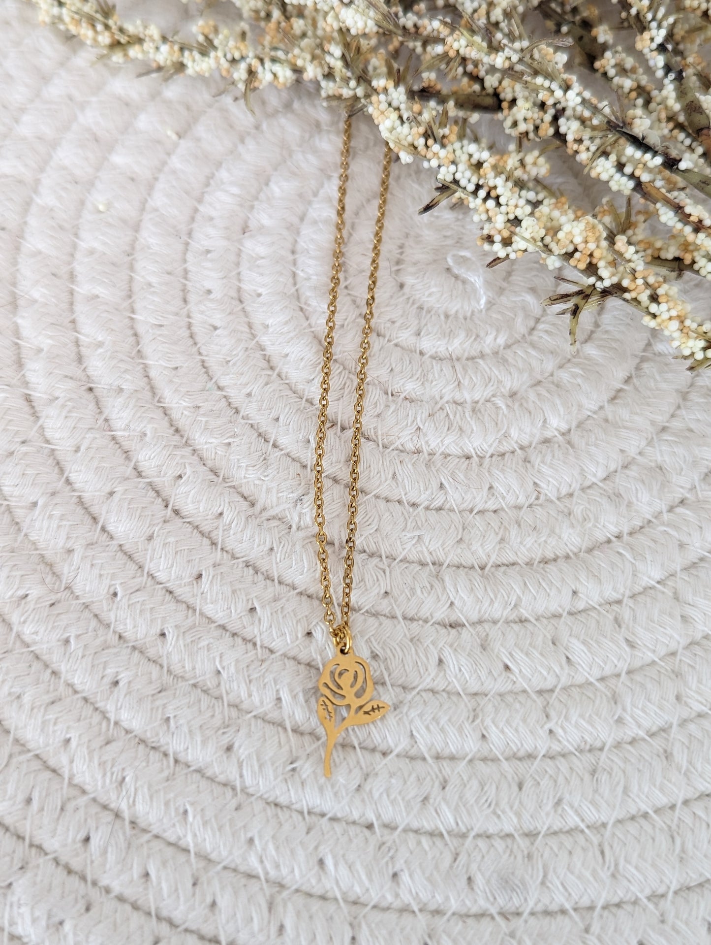 Collier en acier inoxydable pendentif fleur (CO-210)