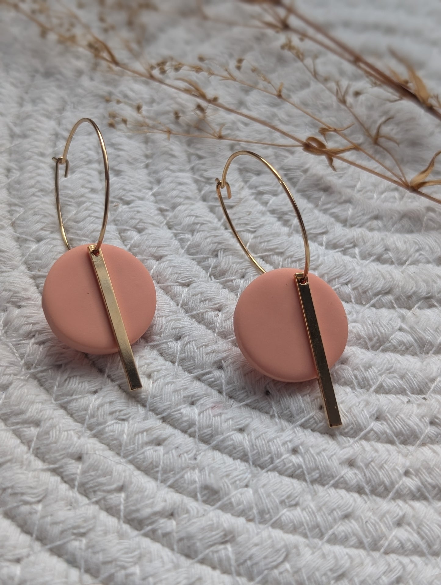 Boucles d'oreilles rond argile style créole (BO-1895)