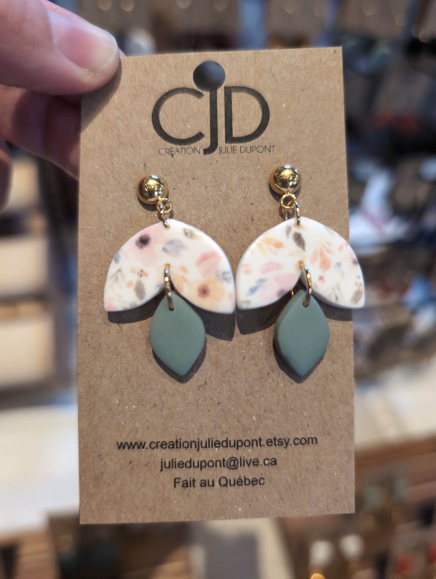 Boucles d'oreilles pendentif en argile polymère (BO-1850)