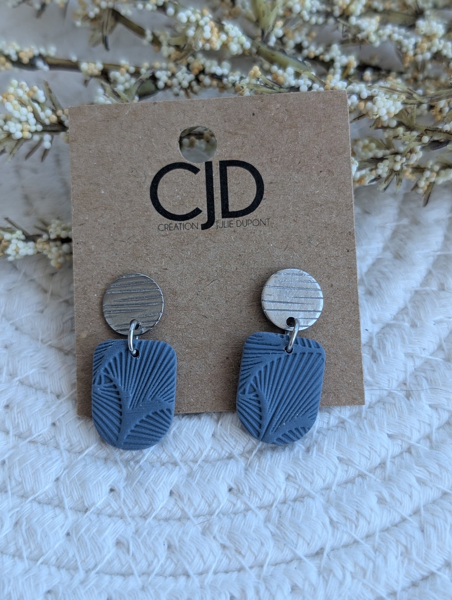 Boucles d'oreilles stud acier inoxydable et pendentif en argile polymère (BO-1853)