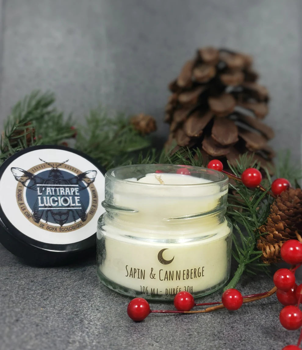 Chandelle Sapin et canneberges | L'Attrappe-Luciole